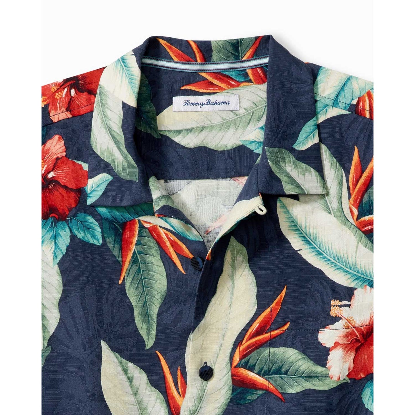 Tommy Bahama Cardona Blooms Fronds Away Silk Camp Shirt - Deep Space