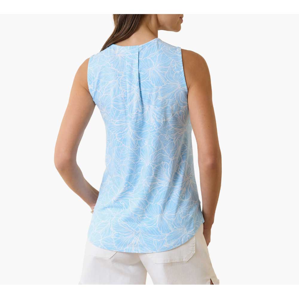 Tommy Bahama Kauai High Tide Hibiscus Box Pleat Tank - Glass Bead Blue