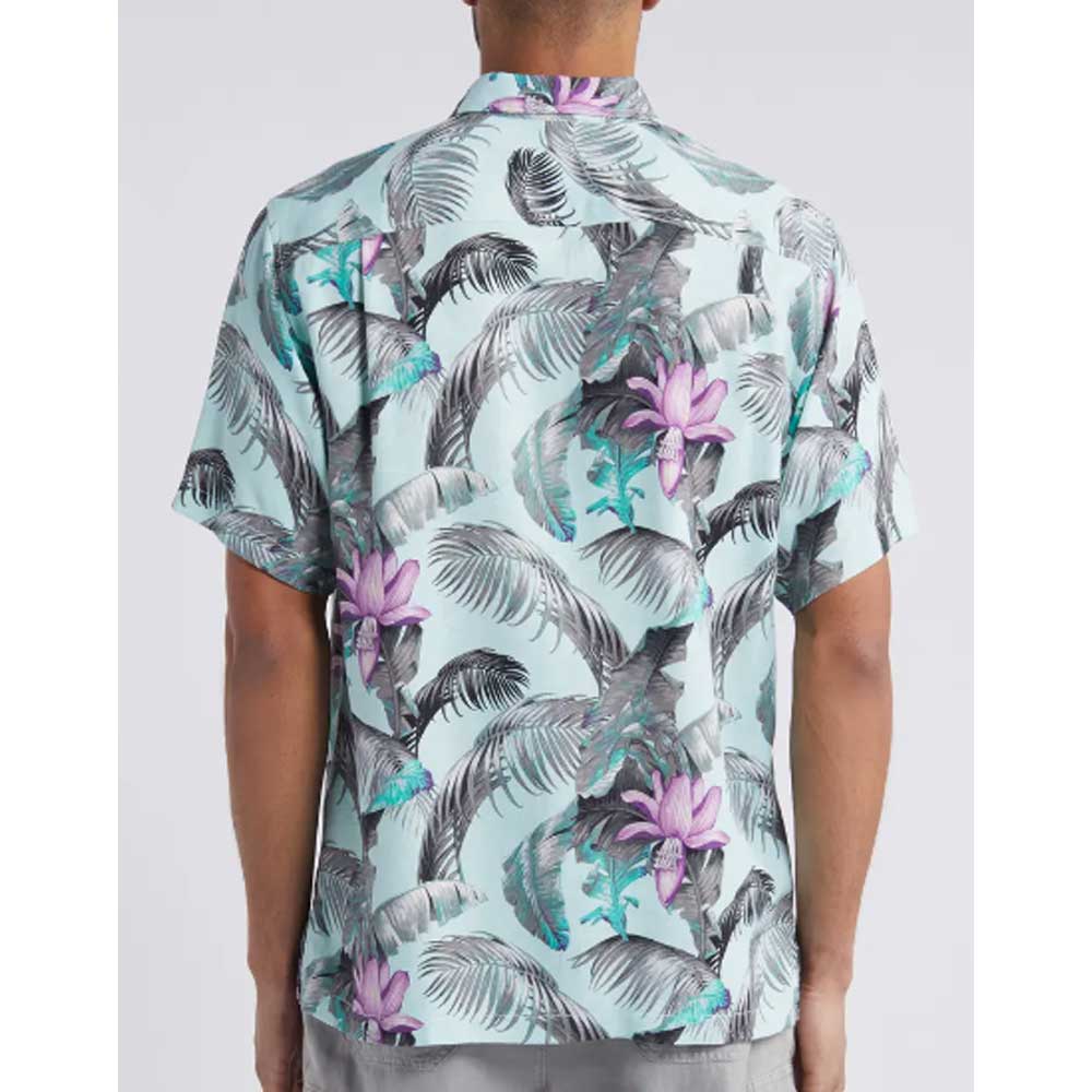 Tommy Bahama Orchid Botanic Print Short Sleeve Silk Shirt - Aquarius