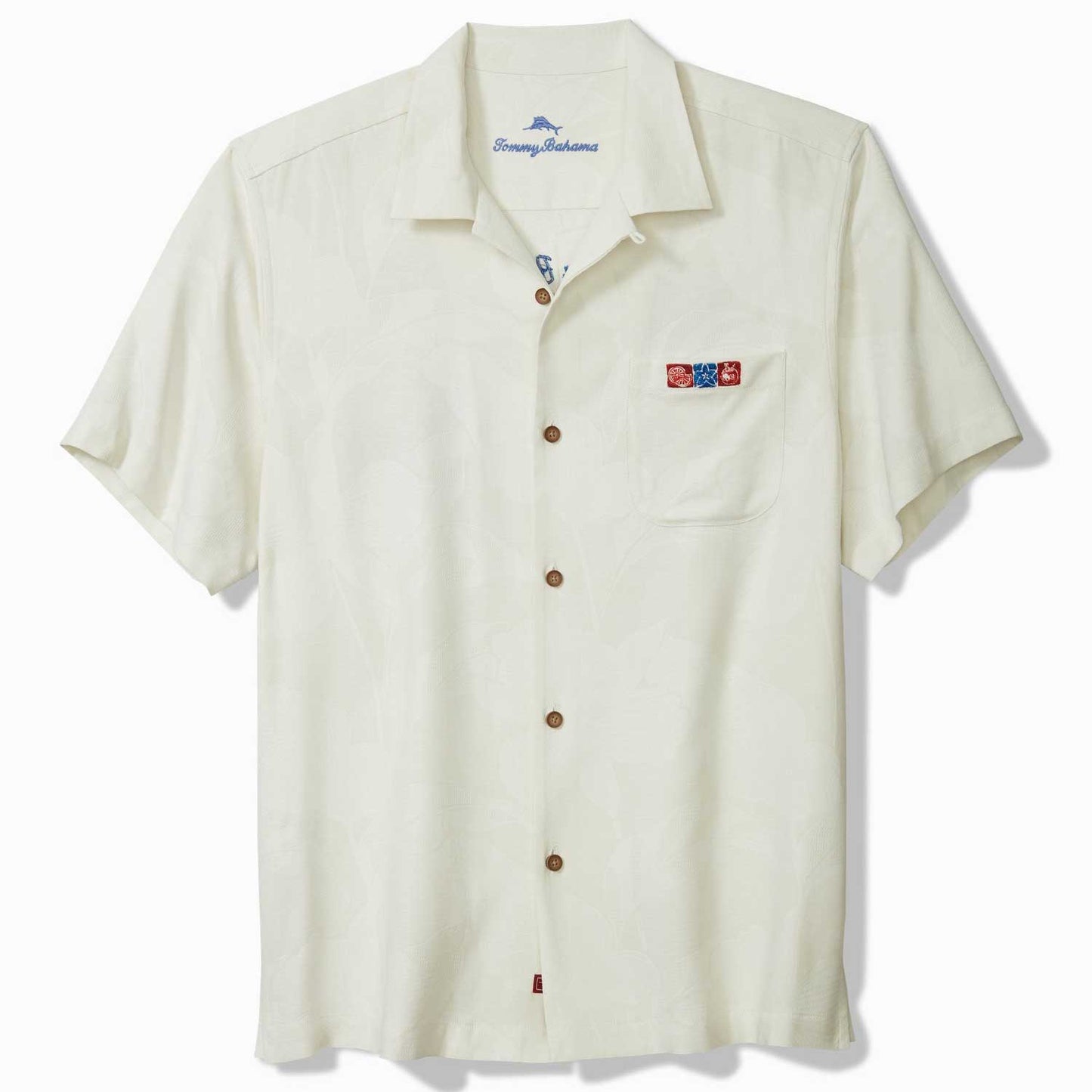 Tommy Bahama Sips and Stripes Forever Silk Camp Shirt - Continental White