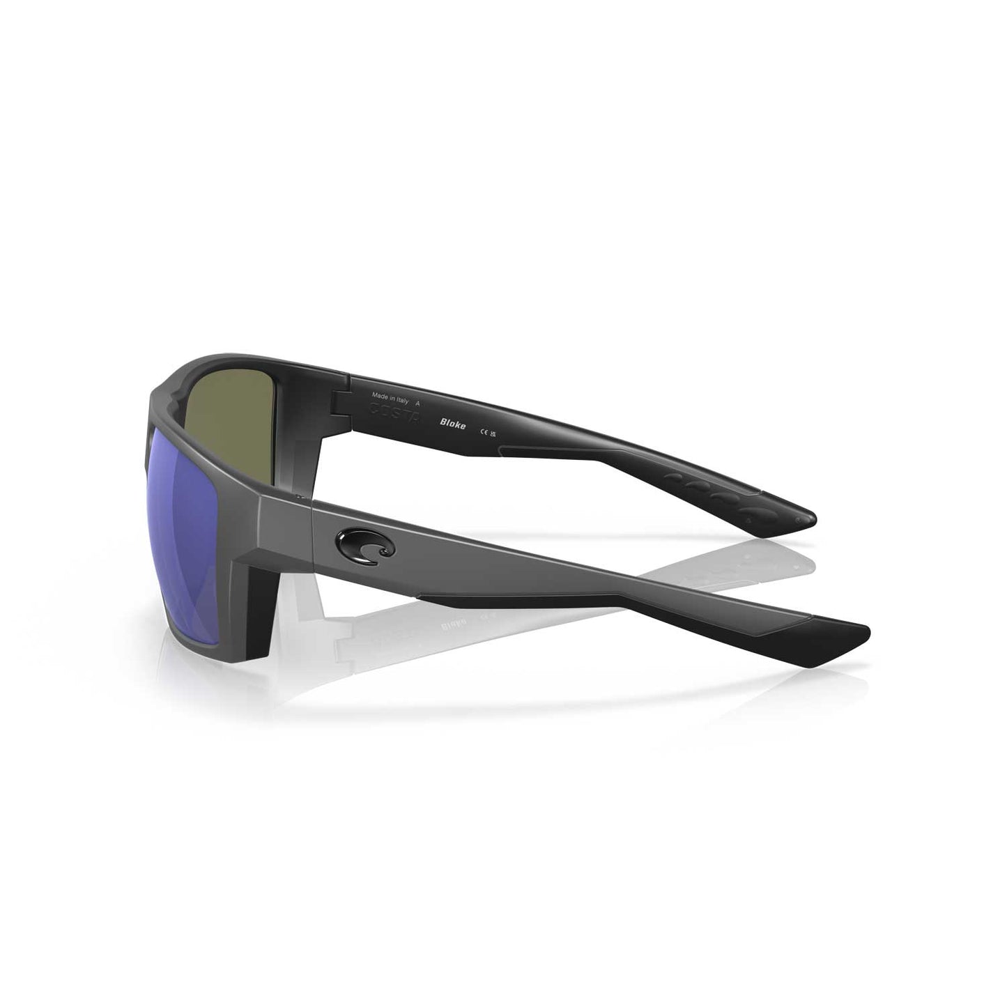 Costa Sunglasses - Bloke - Matte Gray/Black Frame w/ Blue Mirror Lens