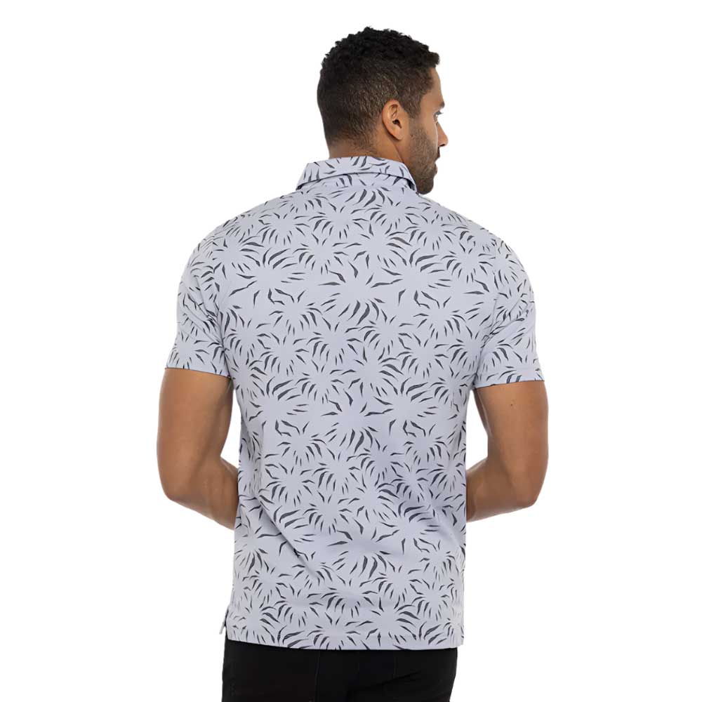 Travis Mathew Downhill Pattern Light Gray Men's Polo Shirt - Silver Bullet