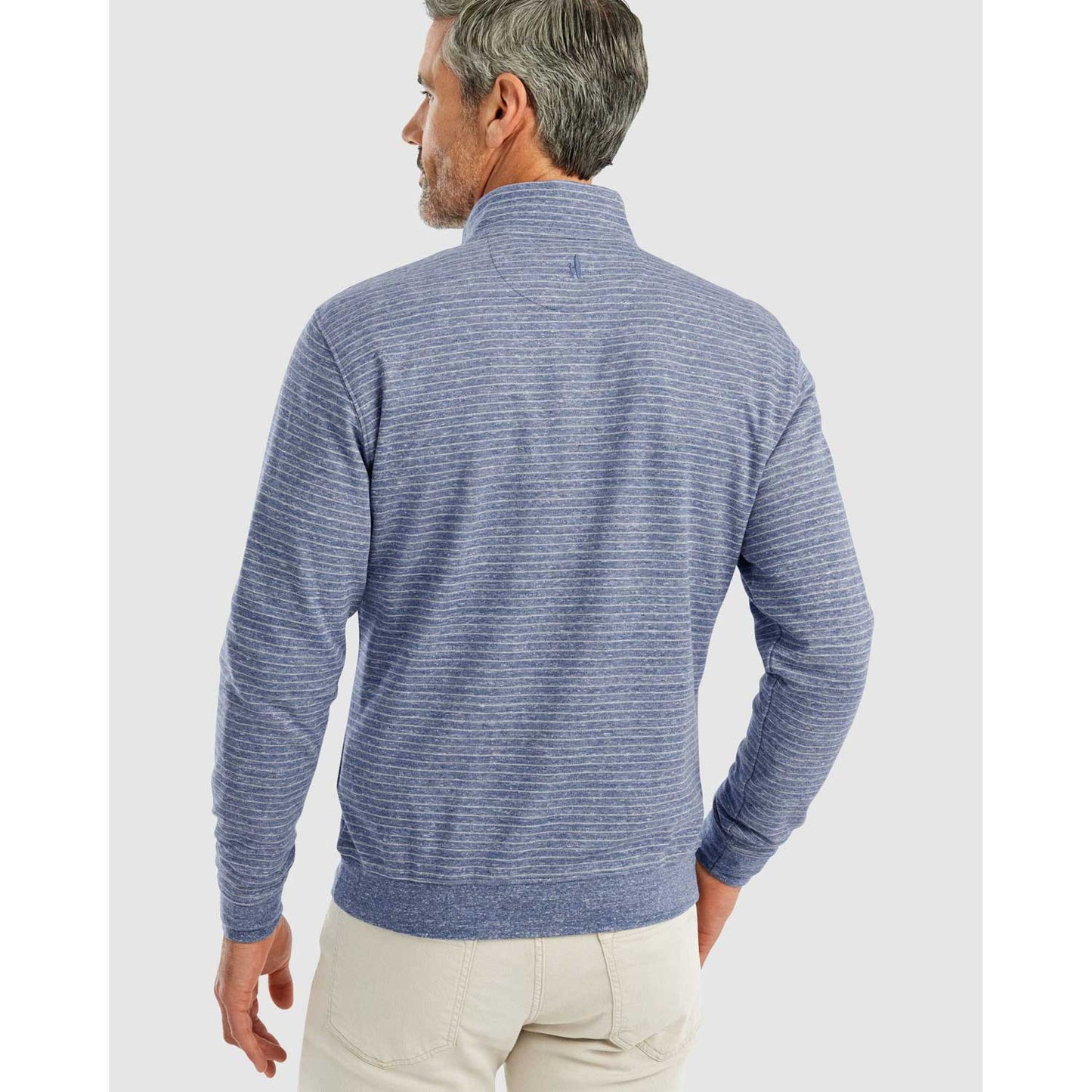 Johnnie-O Skiles Striped 1/4 Zip Pullover Long Sleeve Shirt - Indigo