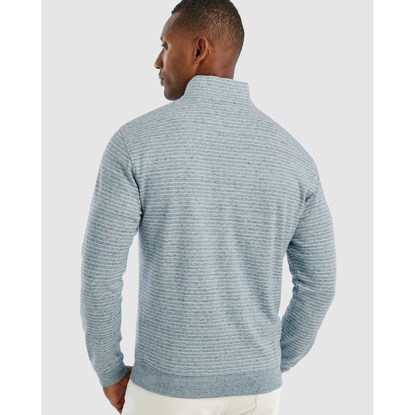Johnnie-O Skiles Striped 1/4 Zip Pullover Long Sleeve Shirt - Shadow