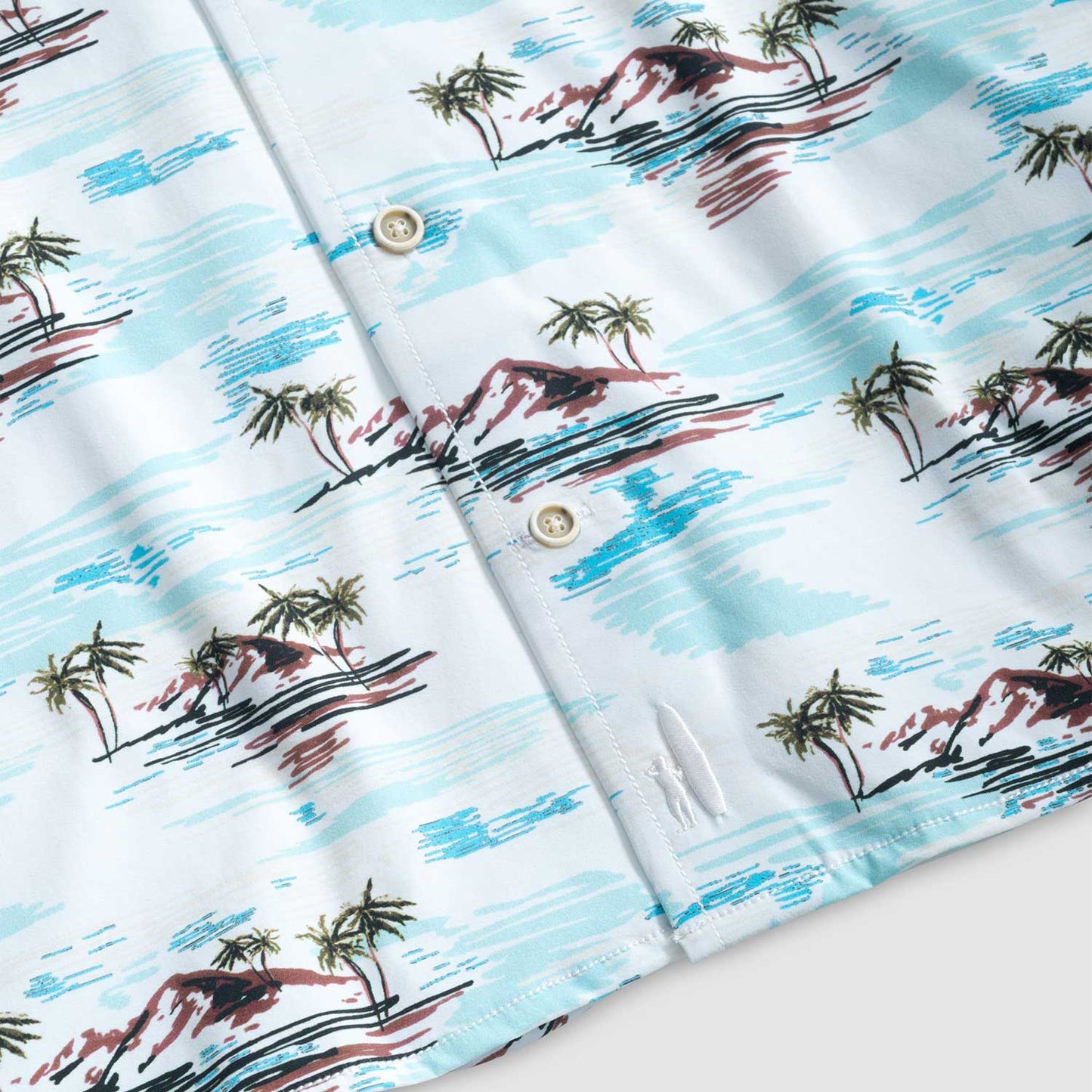 Johnnie-O Barts Jersey Knit Button Up Shirt - White