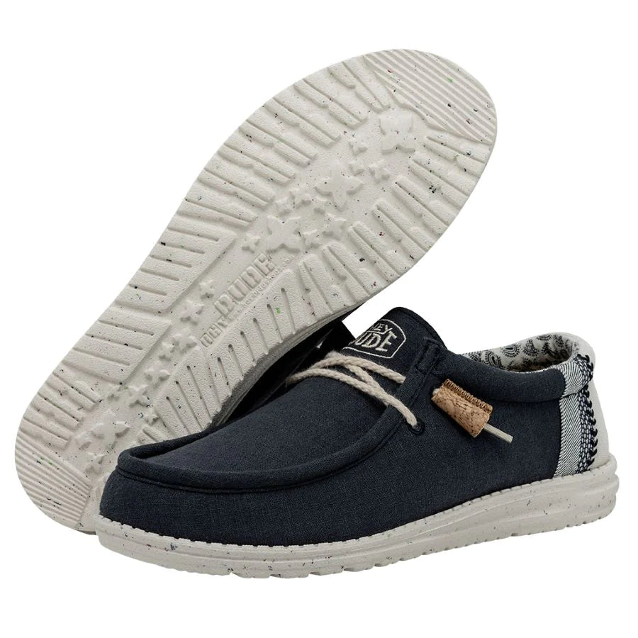 Heydude Shoes Wally Break Stitch Navy Blue