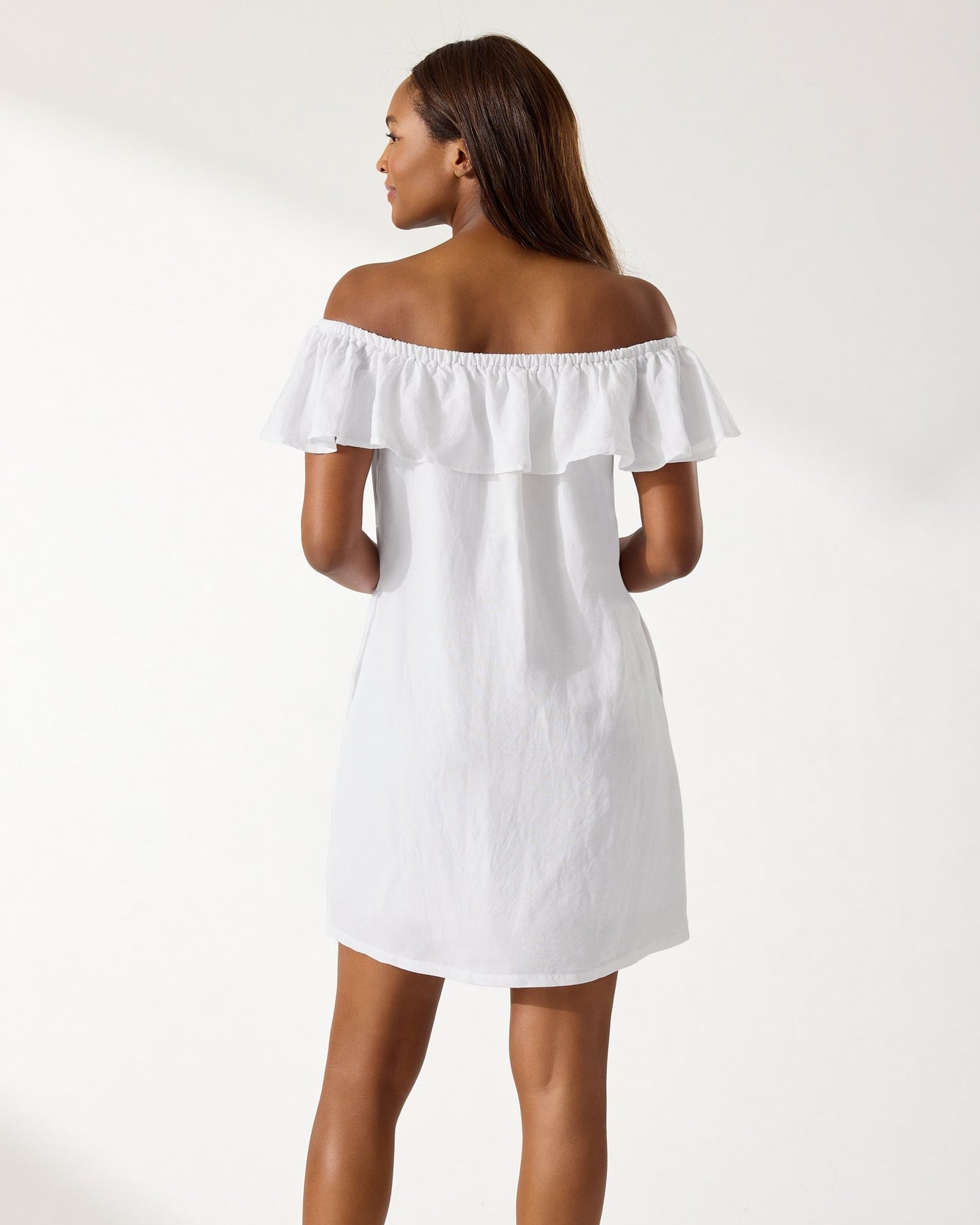 Tommy Bahama St Lucia Linen-Blend Off-the-Shoulder Ruffle Dress - TSW51030C