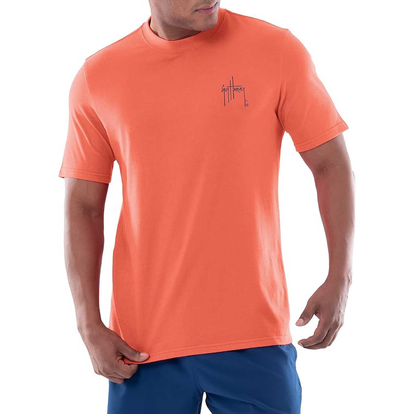 Guy Harvey Men’s Billfish Collection Short Sleeve T-Shirt - Living Coral/Marlin