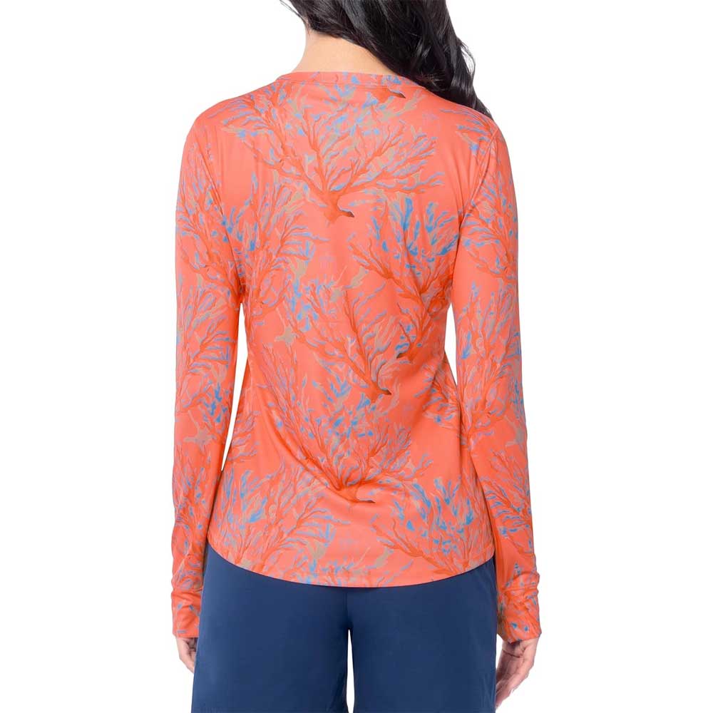 Guy Harvey Women's Long Sleeve Performance Tee with Thumbhole - Coral