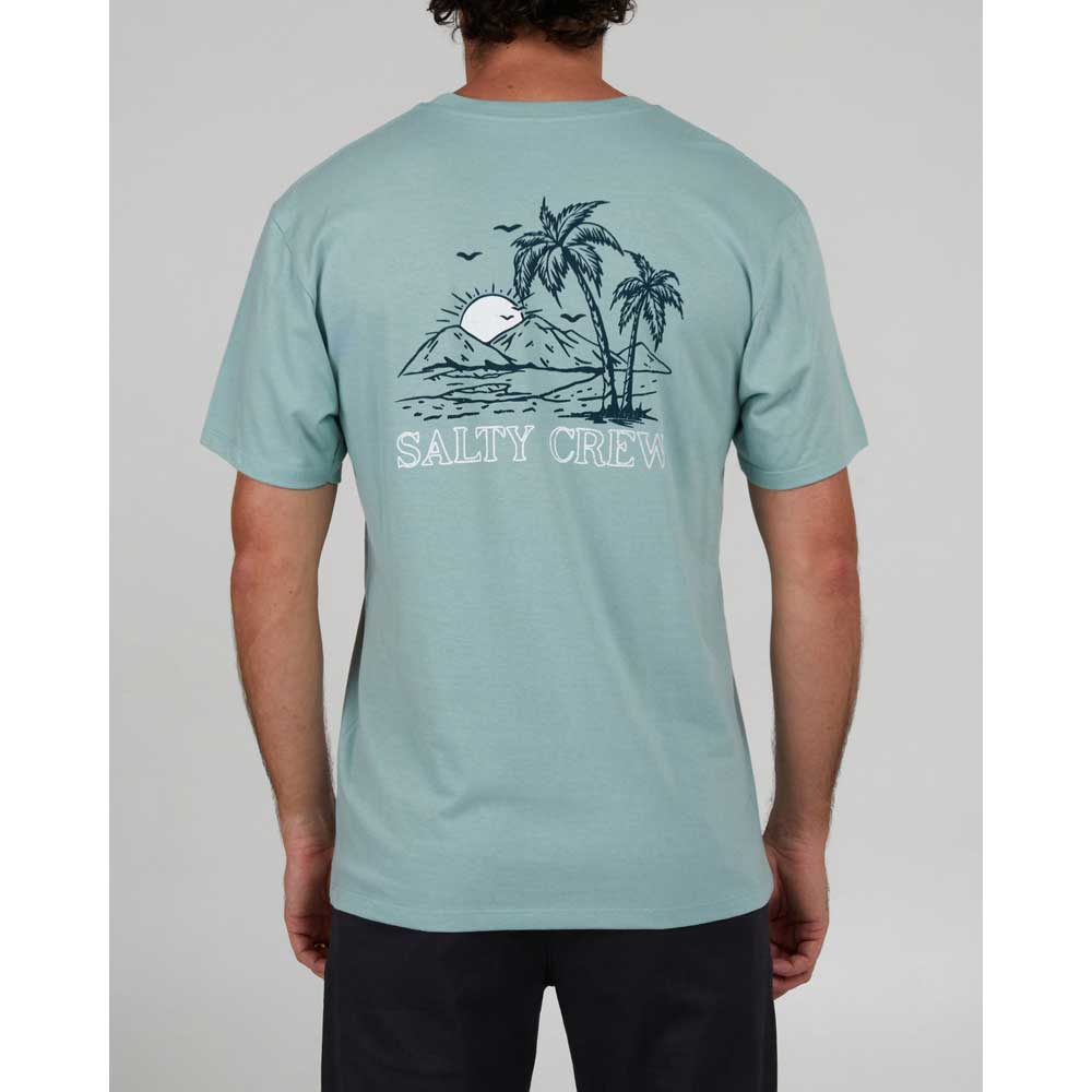 Salty Crew Unwind Premium T-Shirt w/ Palm Tree Design - Mackerel