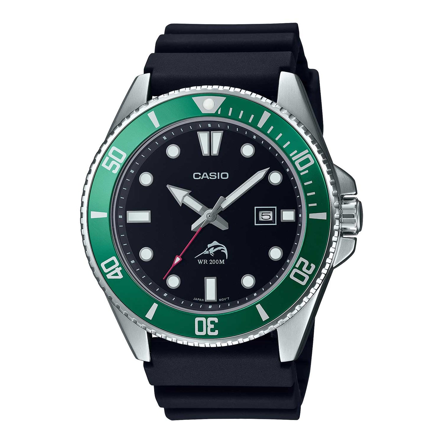 Casio Analog Men's Watch - Black\Silver\Green - MDV106B-1A3V