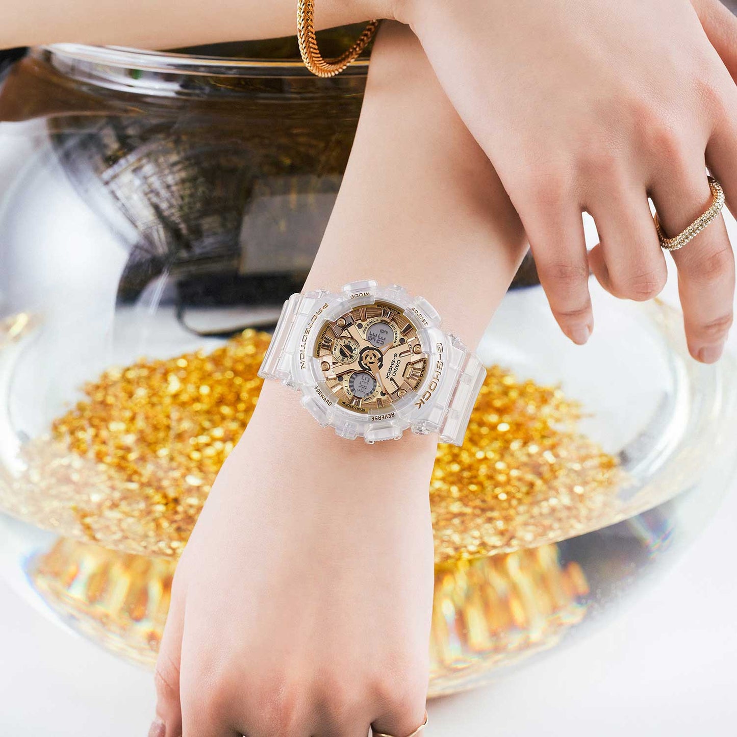 Casio G-Shock GMAS120SG-7A Women's Analog-Digital Watch | Translucent\Gold