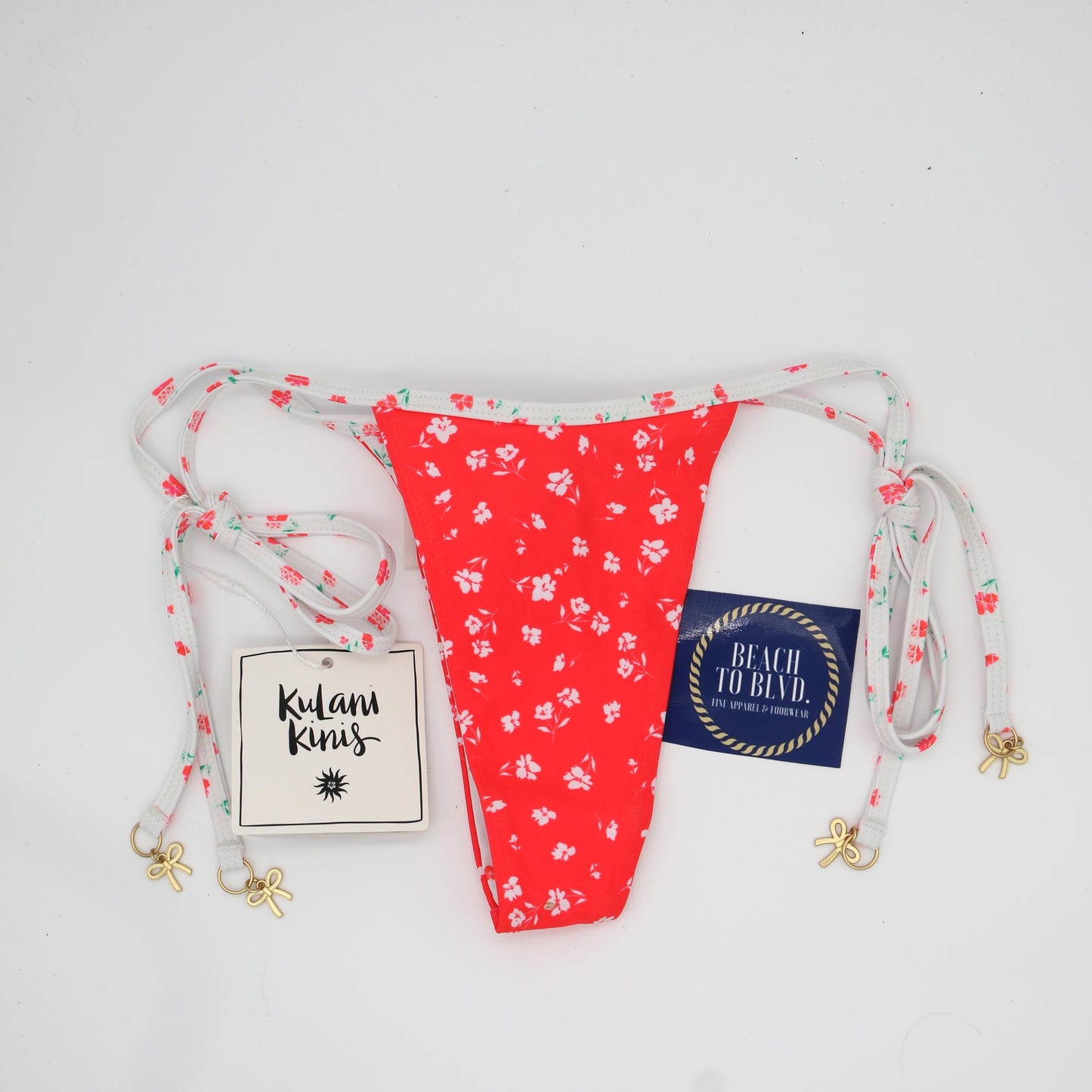 Micro Thong Tie Side Bikini Bottom - Cherry Cove