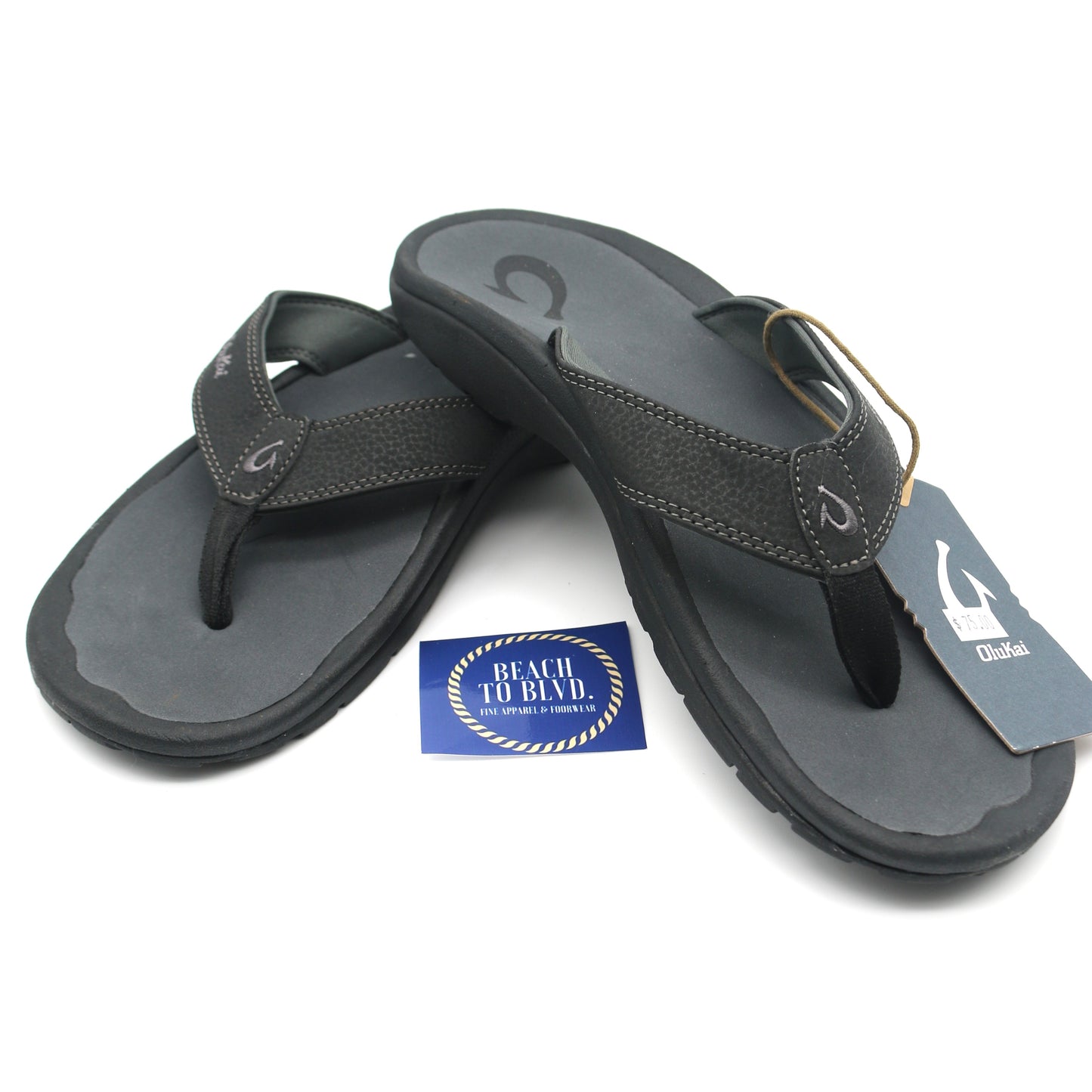 Olukai Ohana Men's Beach Sandals - Black \ Dark Shadow