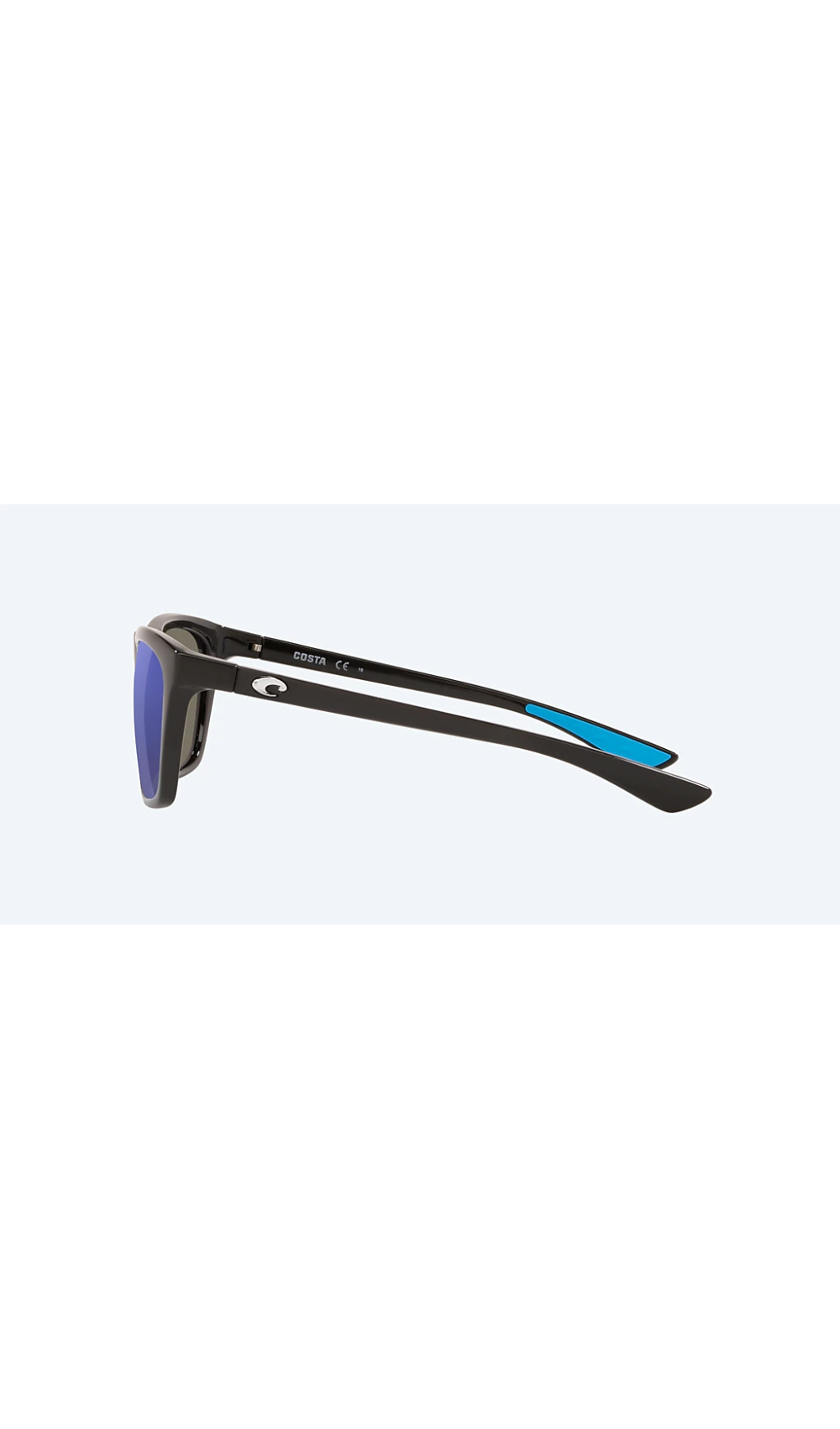 Costa Sunglasses Cheeca - Shiny Black Frame W/ Blue Mirror Lens