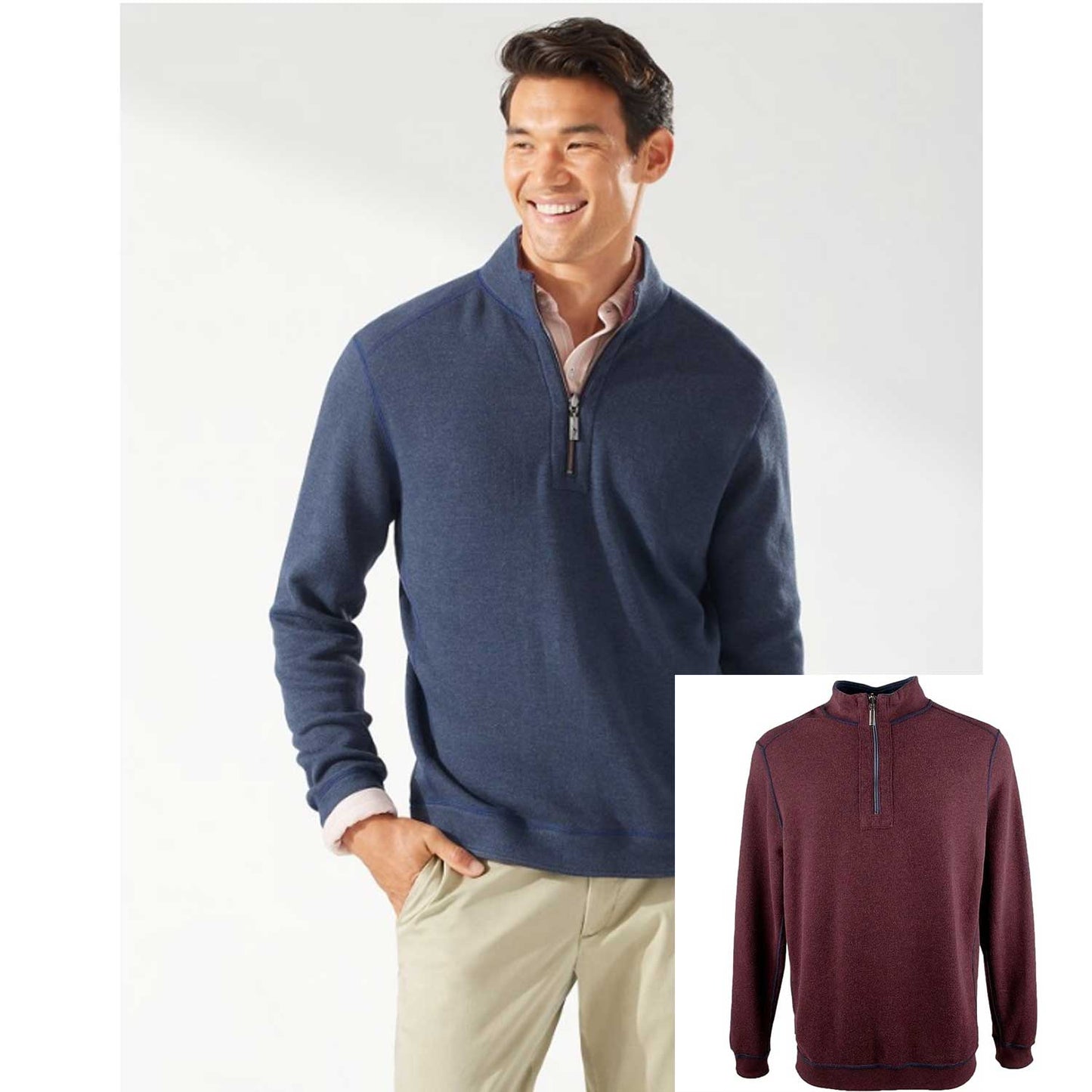 Tommy Bahama Flipshore Half-Zip Reversible Sweatshirt - ST225423