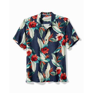 Tommy Bahama Cardona Blooms Fronds Away Silk Camp Shirt - Deep Space - BeachToBlvd
