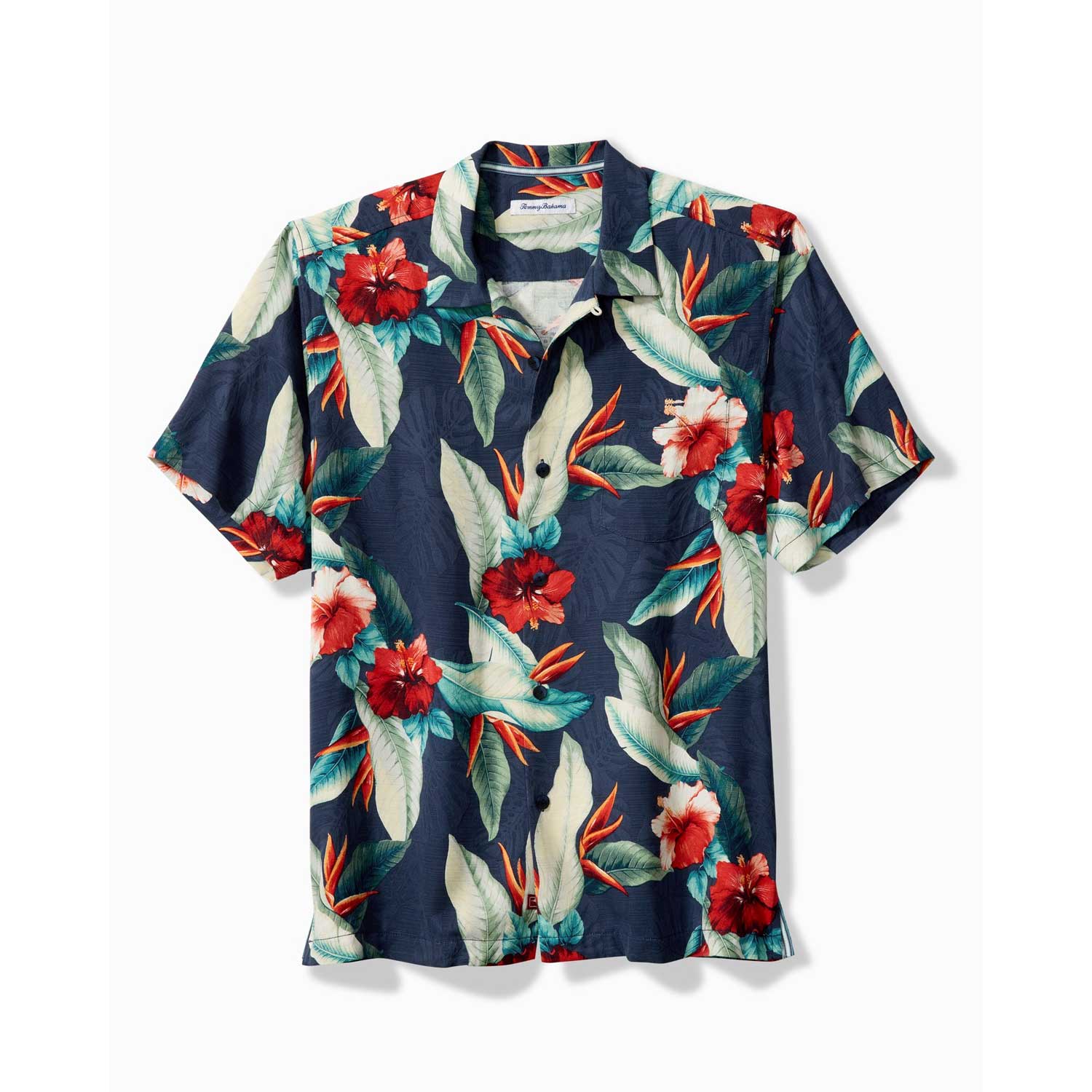 Tommy Bahama Cardona Blooms Fronds Away Silk Camp Shirt - Deep Space - BeachToBlvd
