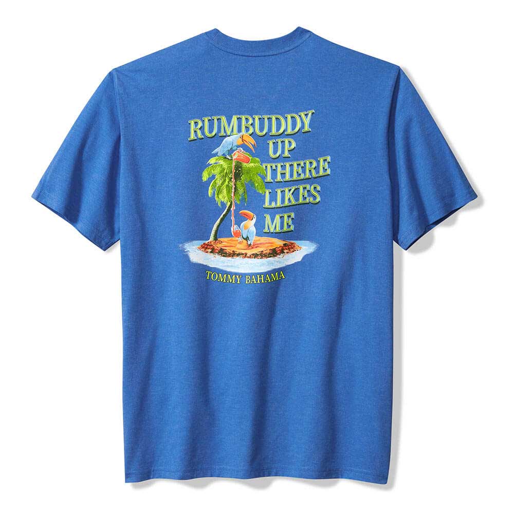 Tommy Bahama Rumbuddy Up There Likes Me Tee T-Shirt - Palace Blue Heathered - BeachToBlvd