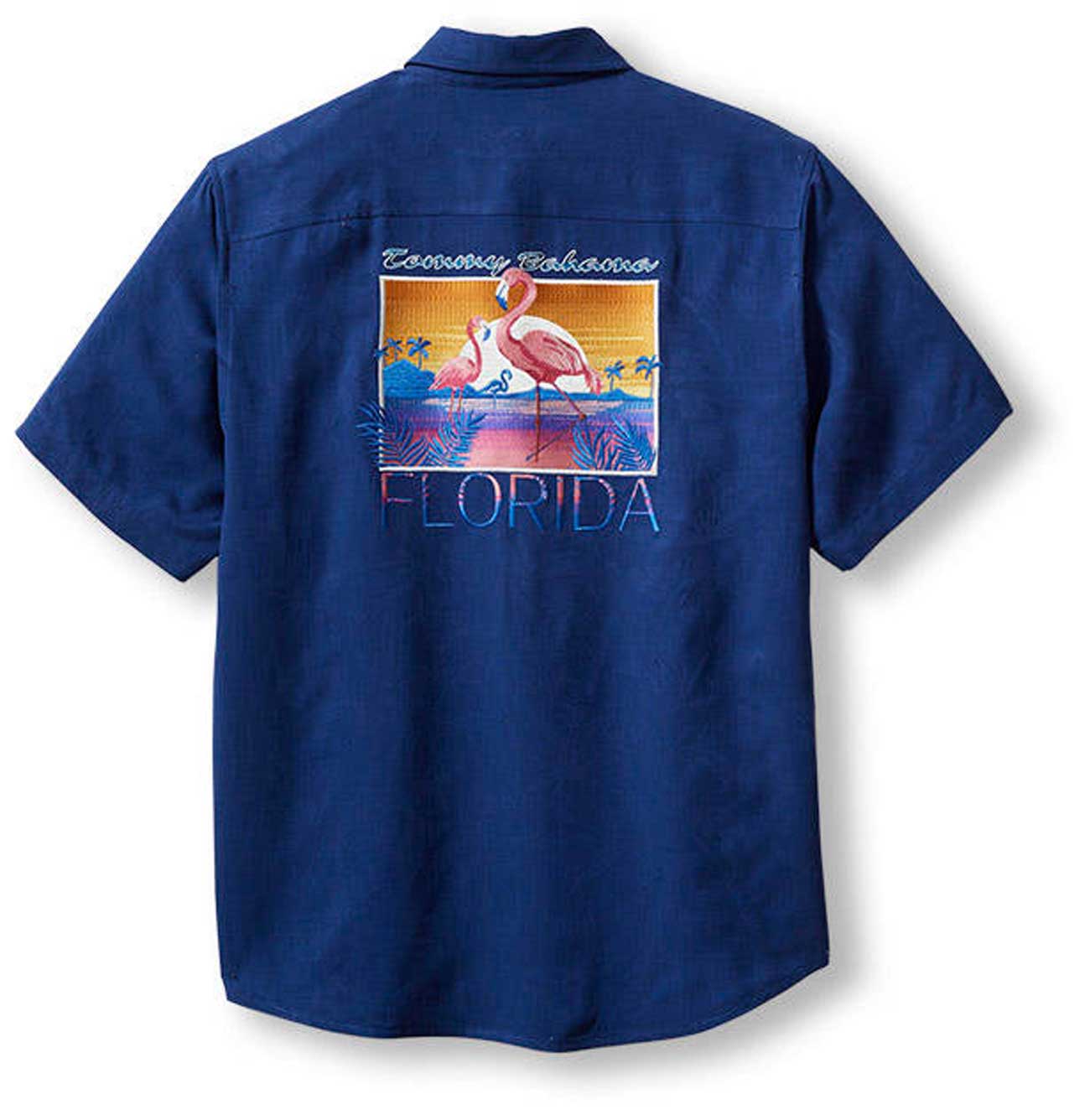 Tommy Bahama Flamingo Sunset Camp Shirt - Island Navy - BeachToBlvd