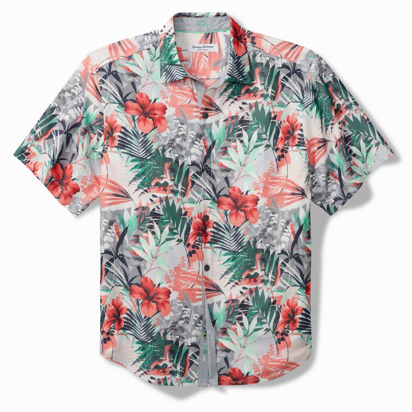 Tommy Bahama Mojito Bay Electric Blooms IslandZone® Short-Sleeve Shirt - Electric Gray