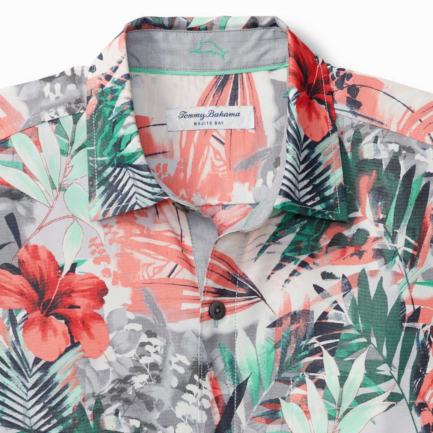 Tommy Bahama Mojito Bay Electric Blooms IslandZone® Short-Sleeve Shirt - Electric Gray