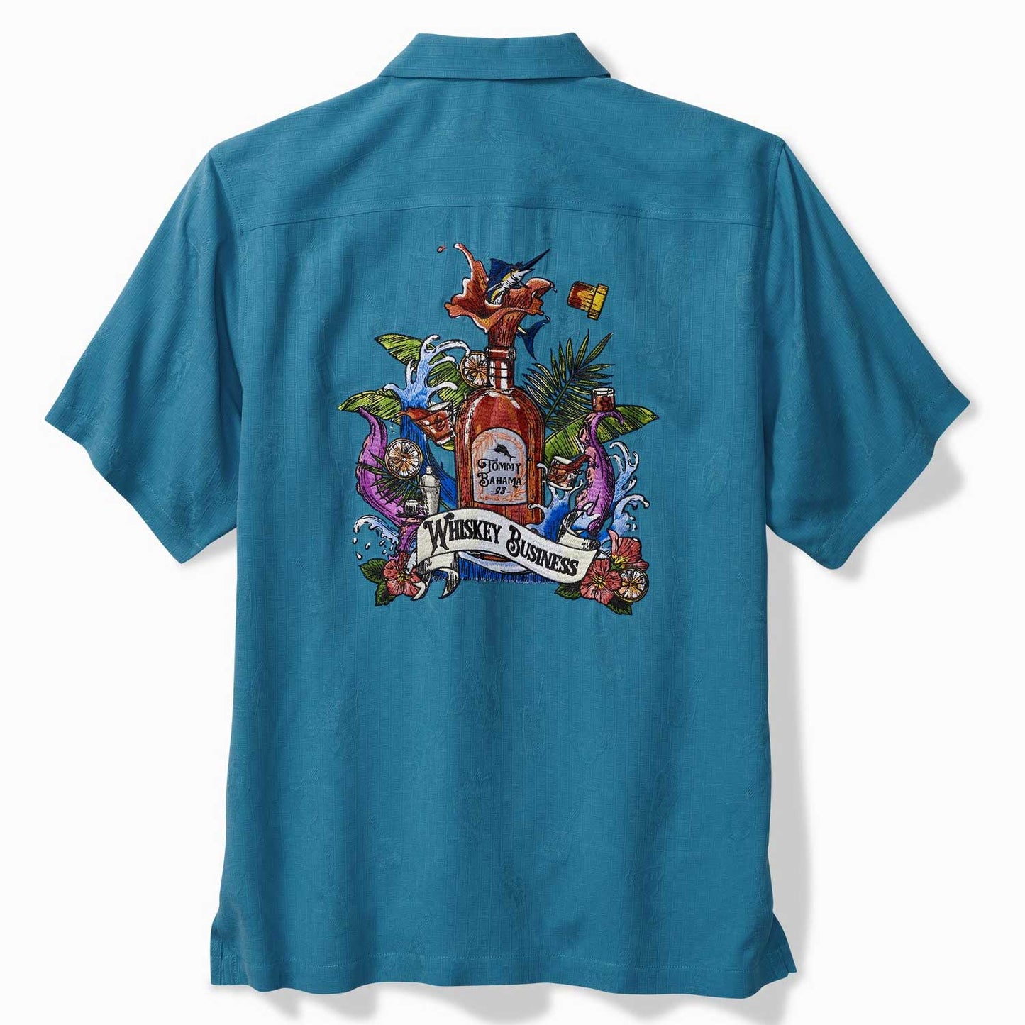 Tommy Bahama Whisky Business Silk Camp Shirt - Blue Hydrangea