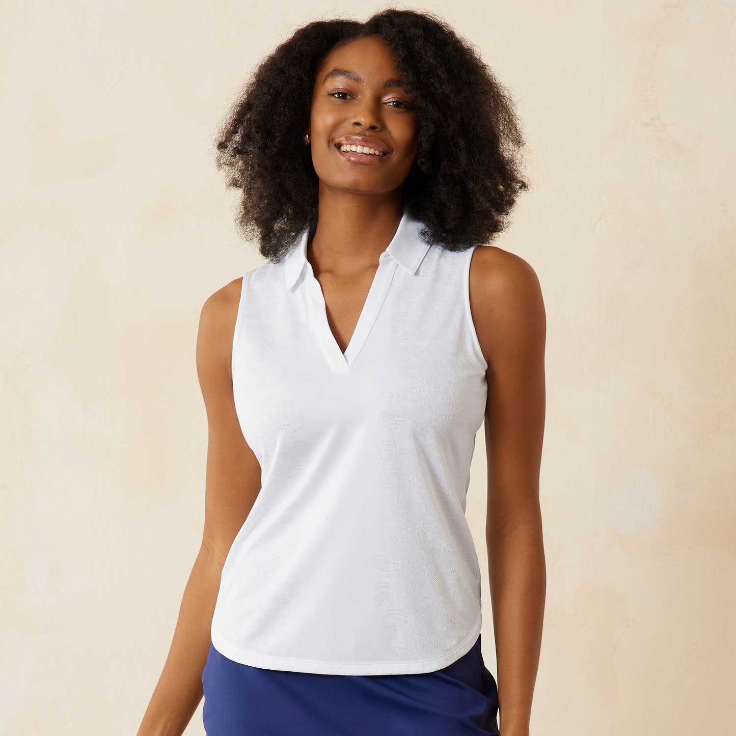 Tommy Bahama Palm Coast Floral Sleeveless IslandZone Polo - White