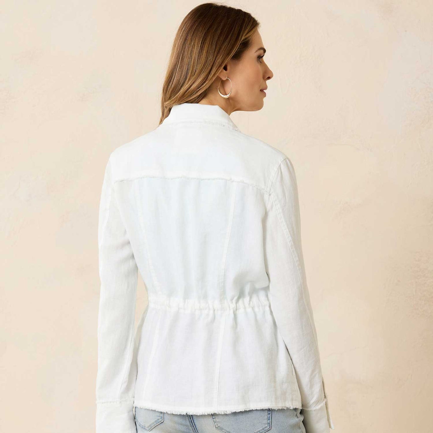 Tommy Bahama Two Palms Linen Raw-Edge Utility Jacket - White