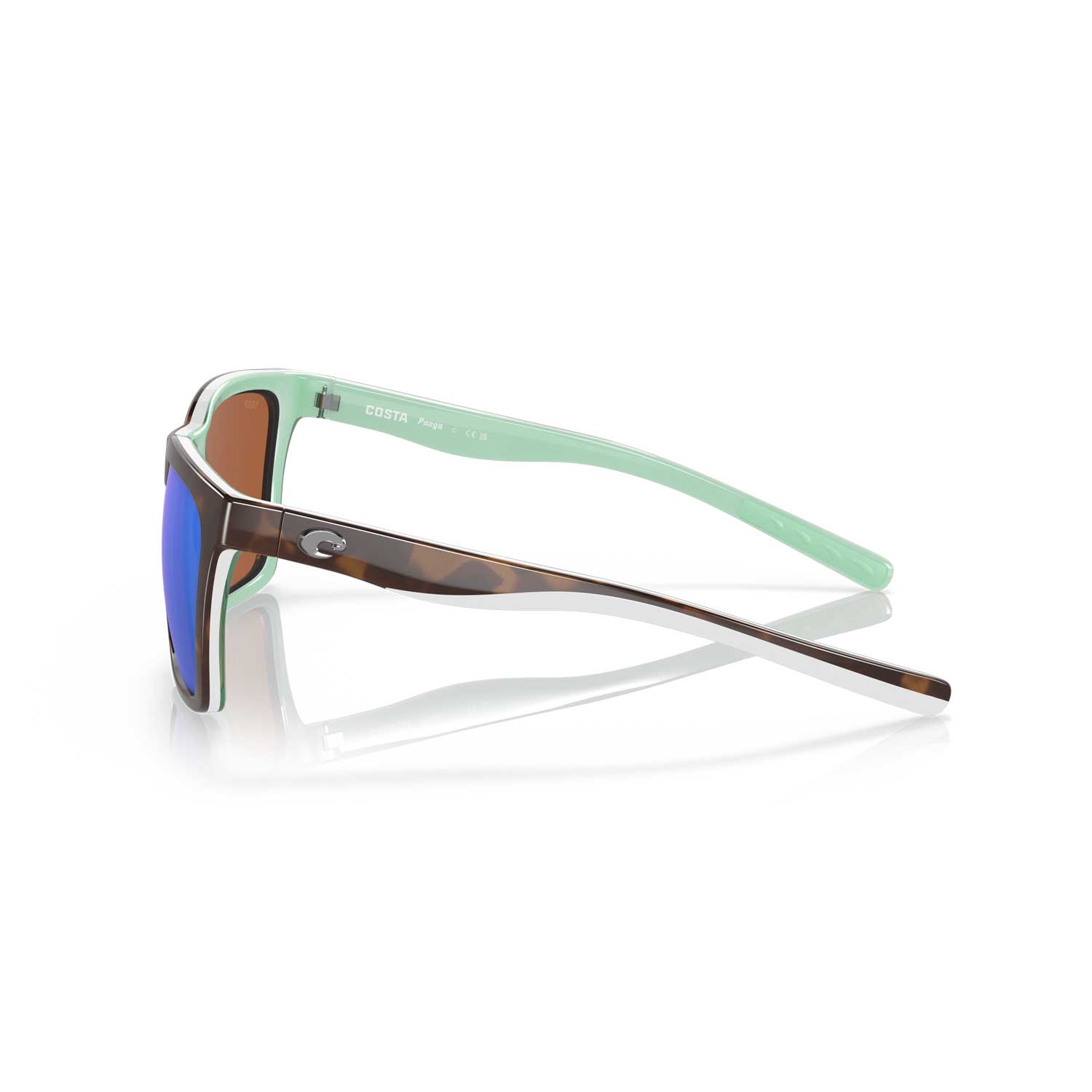 Costa Sunglasses Panga - Shiny Tortoise/White/Seafoam Crystal Frame - Green Mirror Lens - BeachToBlvd