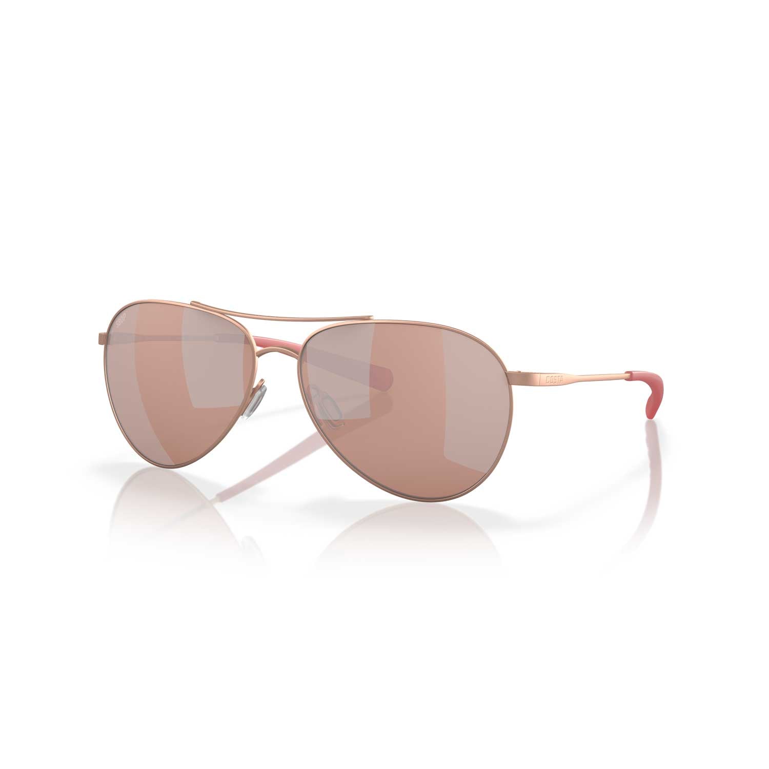 Costa Sunglasses Piper - Satin Rose Gold Frame w/ Copper Silver Mirror Lens - BeachToBlvd