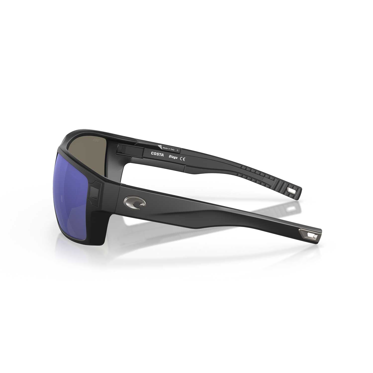 Costa Sunglasses Diego - Matte Black Frame w/ Blue Mirror Lens - BeachToBlvd