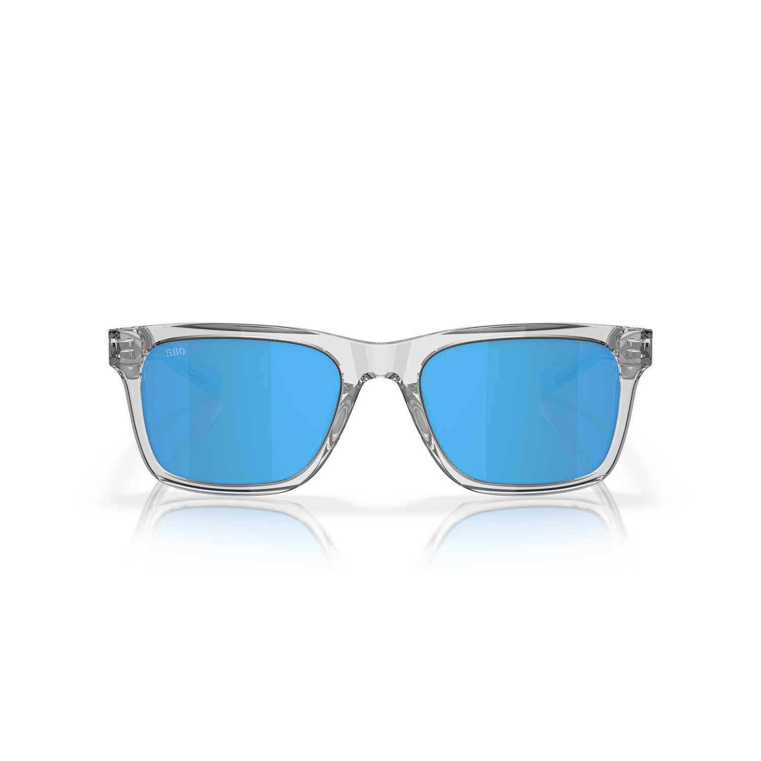Costa Sunglasses Tybee Shiny Light Gray Crystal Frame - Blue Mirror Lens - BeachToBlvd