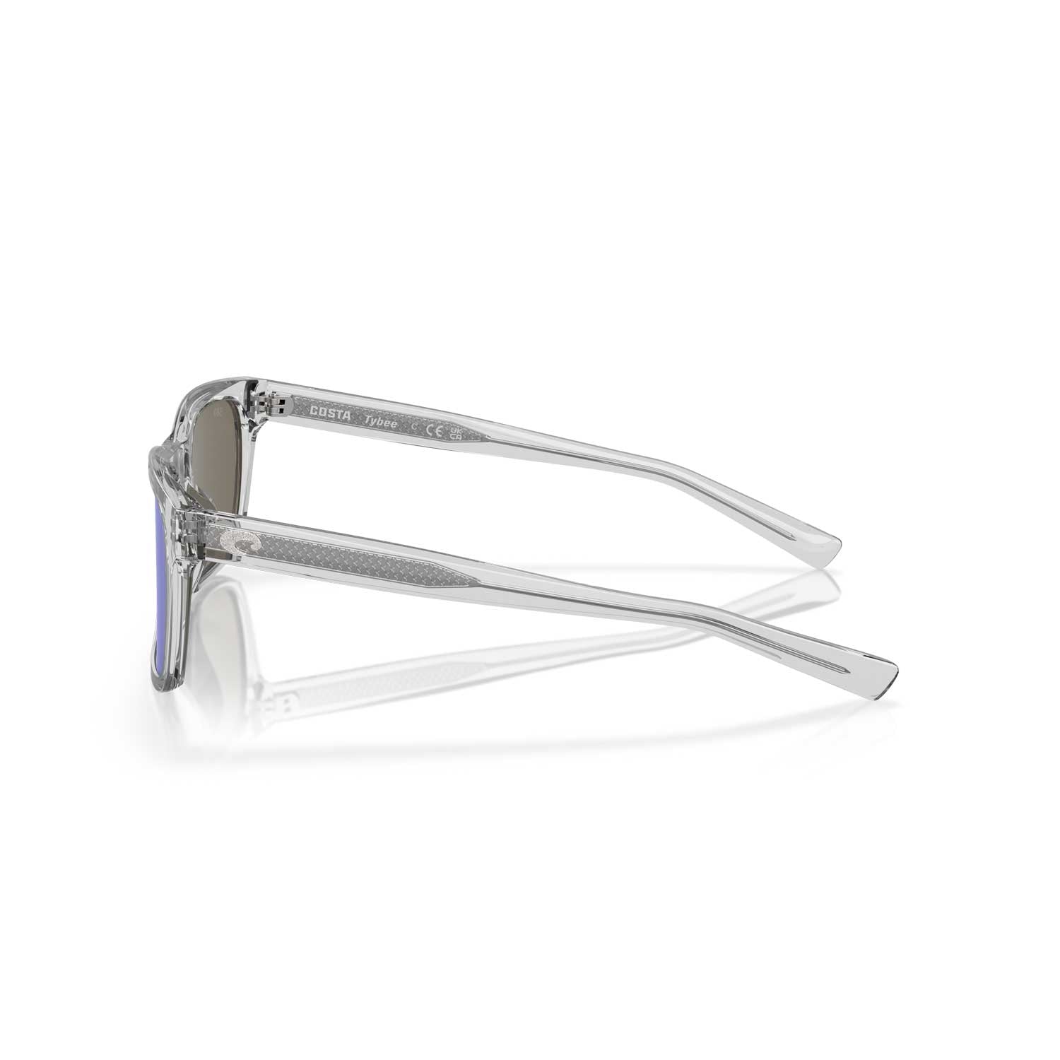 Costa Sunglasses Tybee Shiny Light Gray Crystal Frame - Blue Mirror Lens - BeachToBlvd