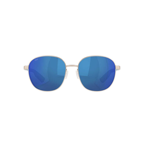 Costa Sunglasses Egret  - Brushed Silver Frame w/ Blue Mirror Lens - BeachToBlvd