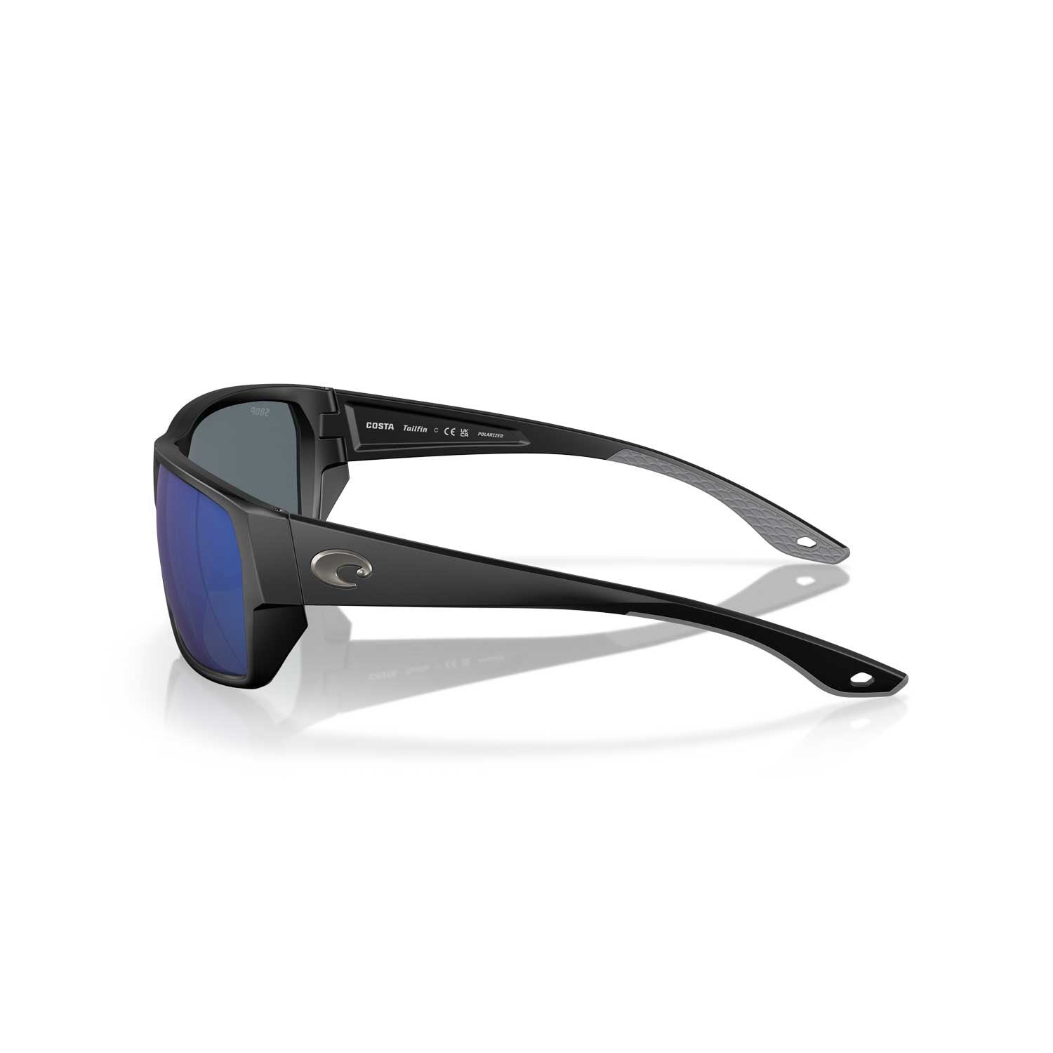 Costa Sunglasses - Tailfin Polarized - Matte Black Frame w/ Blue Mirror Lens - BeachToBlvd