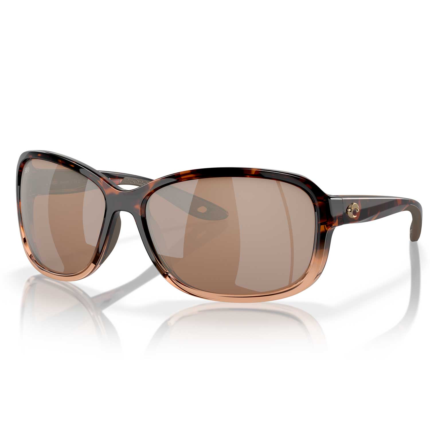 Costa Seadrift Polarized Sunglasses - Shiny Tortoise Fade Frame with Copper Silver Mirror Lens