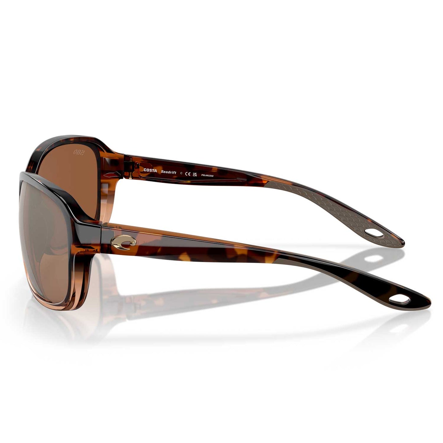 Costa Seadrift Polarized Sunglasses - Shiny Tortoise Fade Frame with Copper Silver Mirror Lens