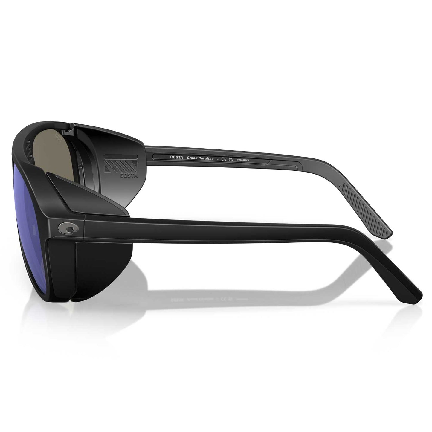 Costa Grand Catalina Polarized Sunglasses - Matte Black Frame with Blue Mirror Glass Lens