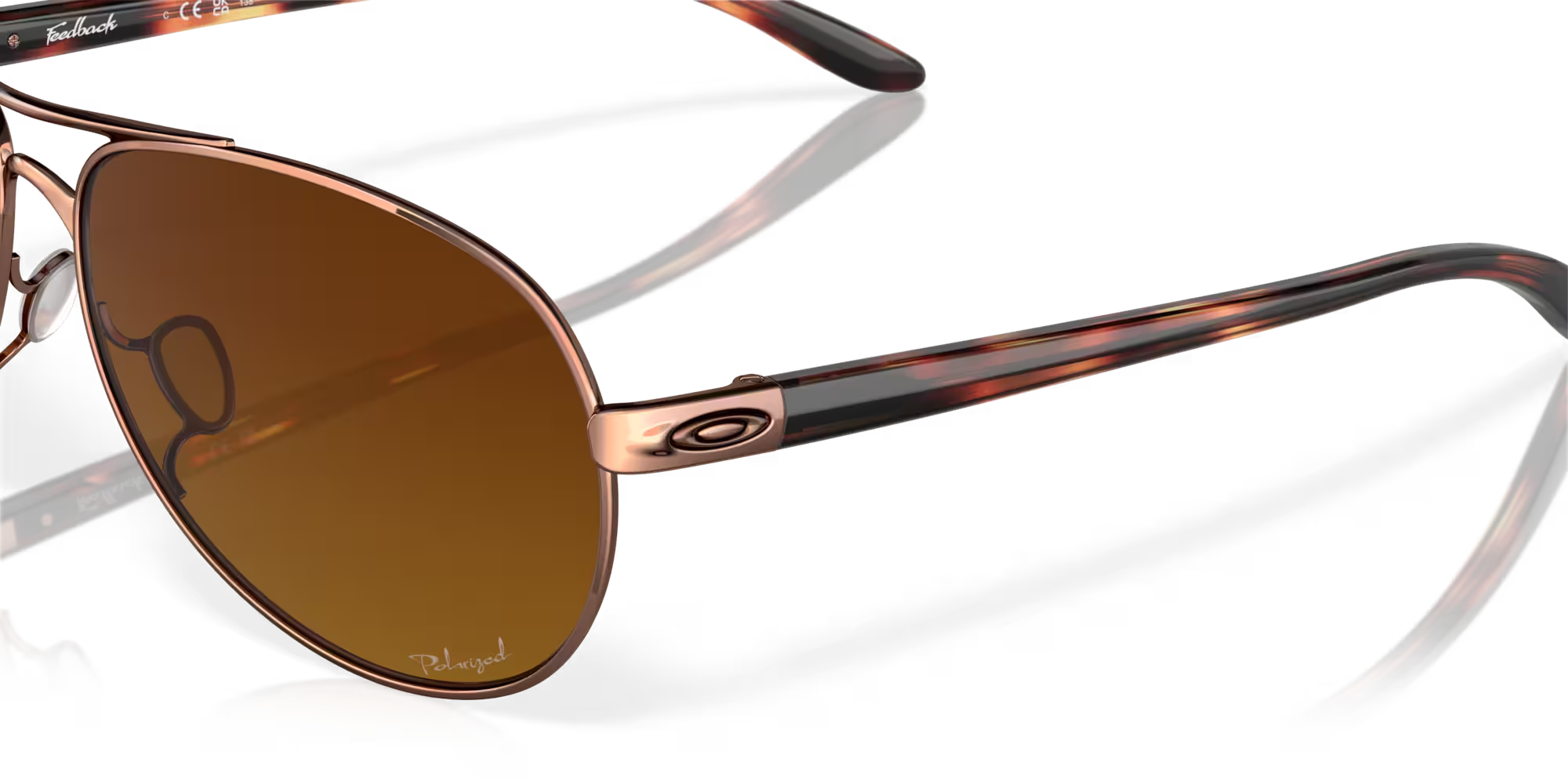 Oakley OO4079 Feedback Sunglasses -Brown gradient polarized Lenses, Rose gold Frame