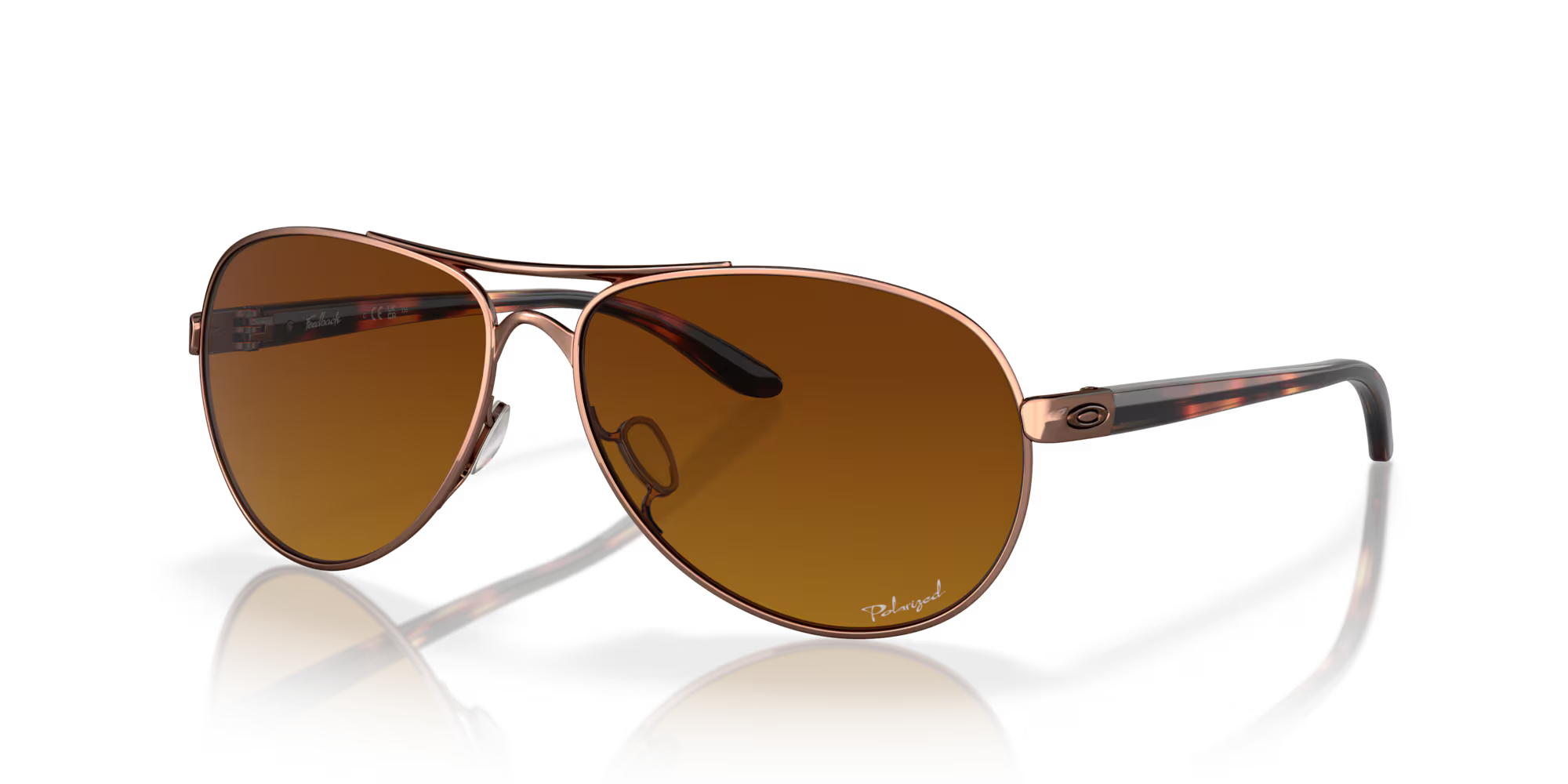 Oakley OO4079 Feedback Sunglasses -Brown gradient polarized Lenses, Rose gold Frame