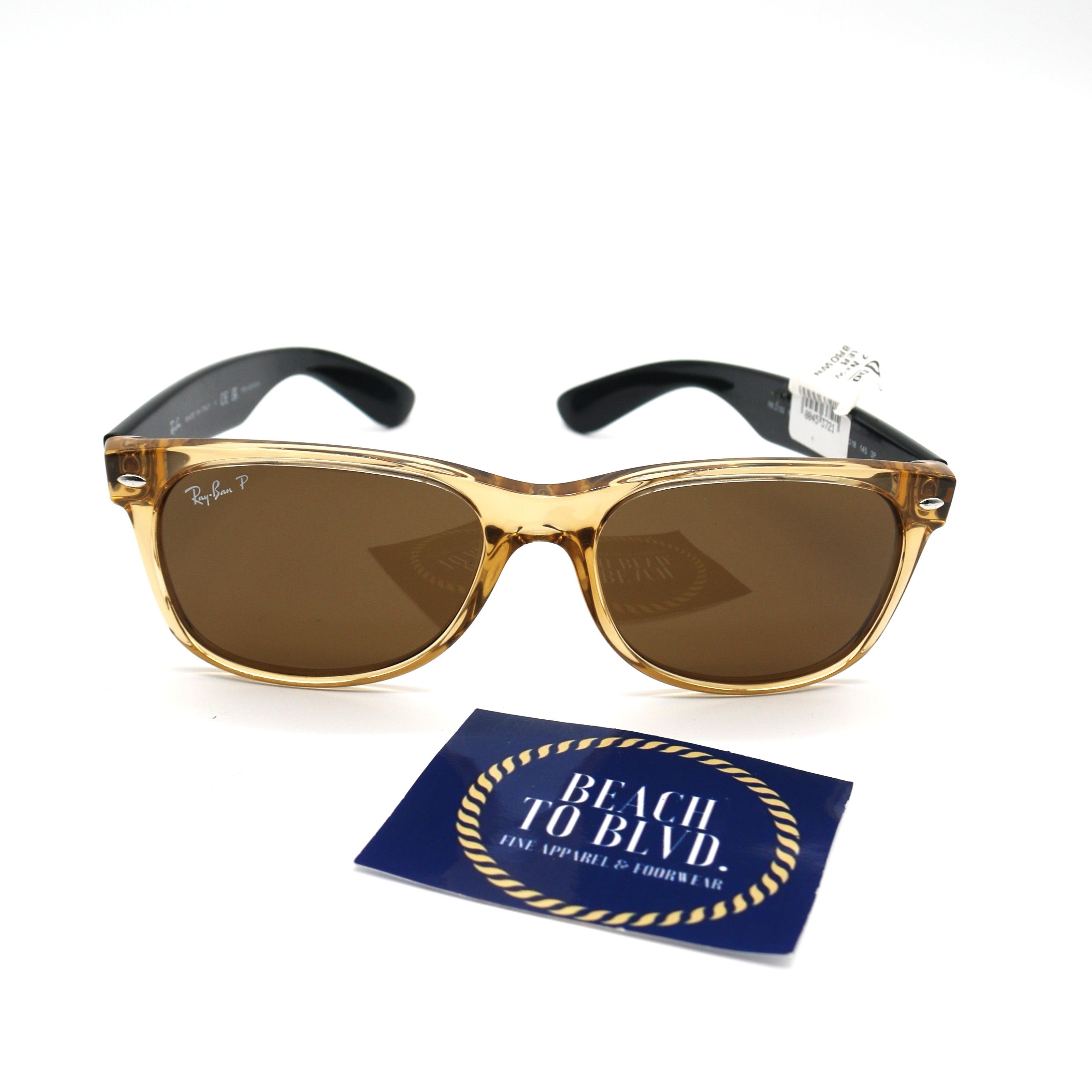 Ray-Ban RB2132 New Wayfarer- Honey / Crystal Brown Polarized Lens (945/57)