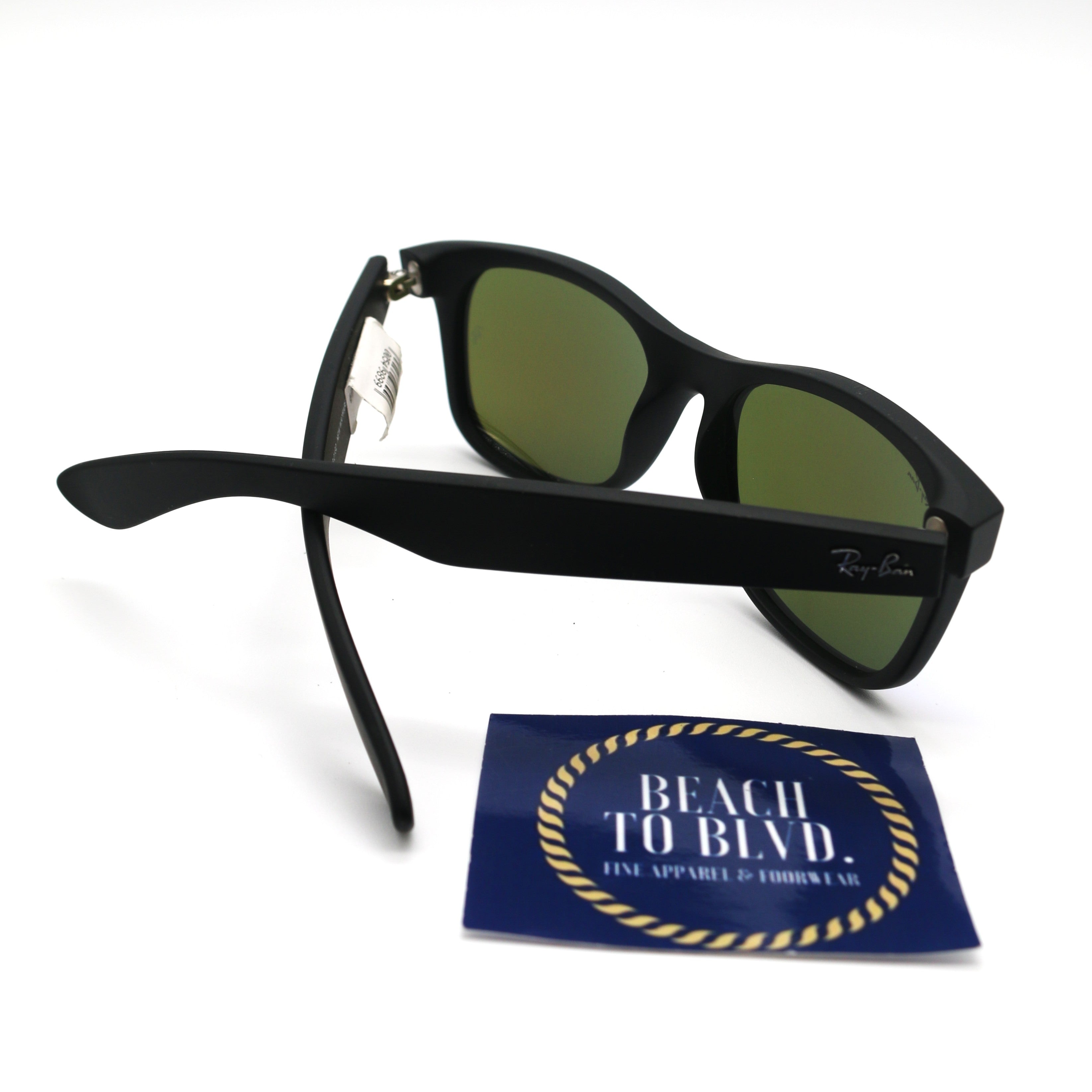 Ray-Ban RB2132 New Wayfarer- Rubber Black / Grey Mirror Blue Lens (622/17)