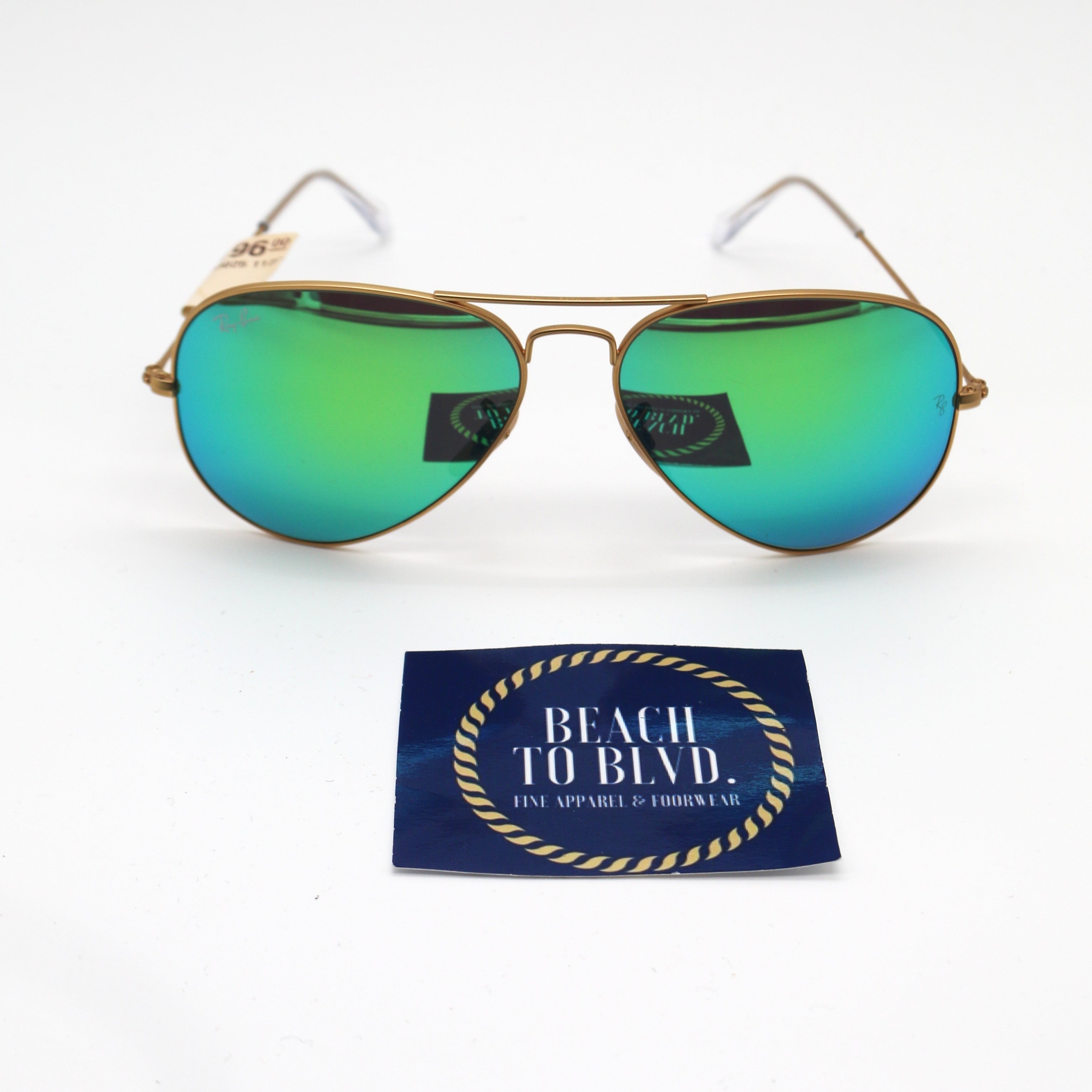 Ray-Ban RB3025 - Gold Metal Aviator, Green Mirror Blue Lens