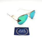 Ray-Ban RB3025 - Gold Metal Aviator, Green Mirror Blue Lens