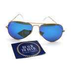 Ray-Ban RB3025 Large Metal Aviator-Matte Gold / Crystal Green Mirror Multi Blue Lens (112/17)