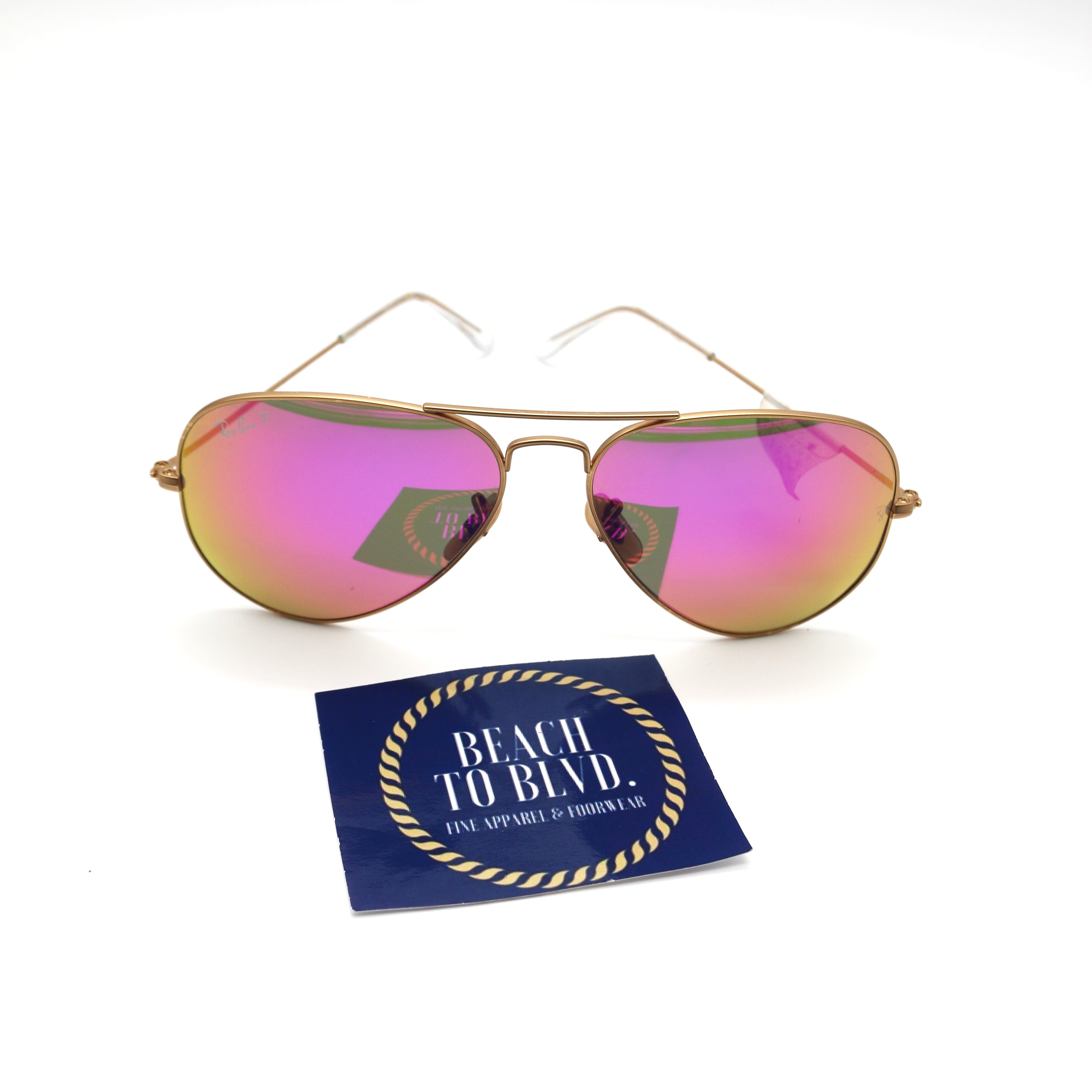 Ray-Ban RB3025 Metal Aviator- Matte Gold / Brown Mirror Fucsia Polarized Lens (112/1Q)