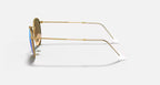 Ray-Bans Round Flash Lenses rb3447- Matte Gold / Blue Polarized Mirror