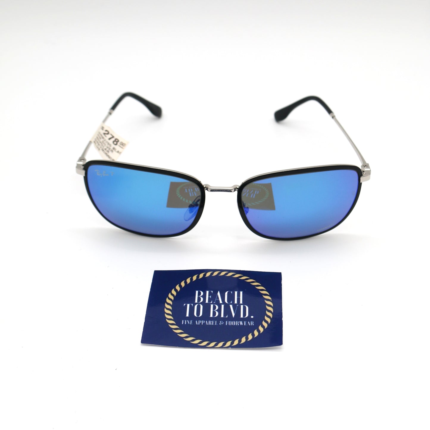 Ray-Ban RB3705- Black on Silver/Polarized Grey Mirror Blue