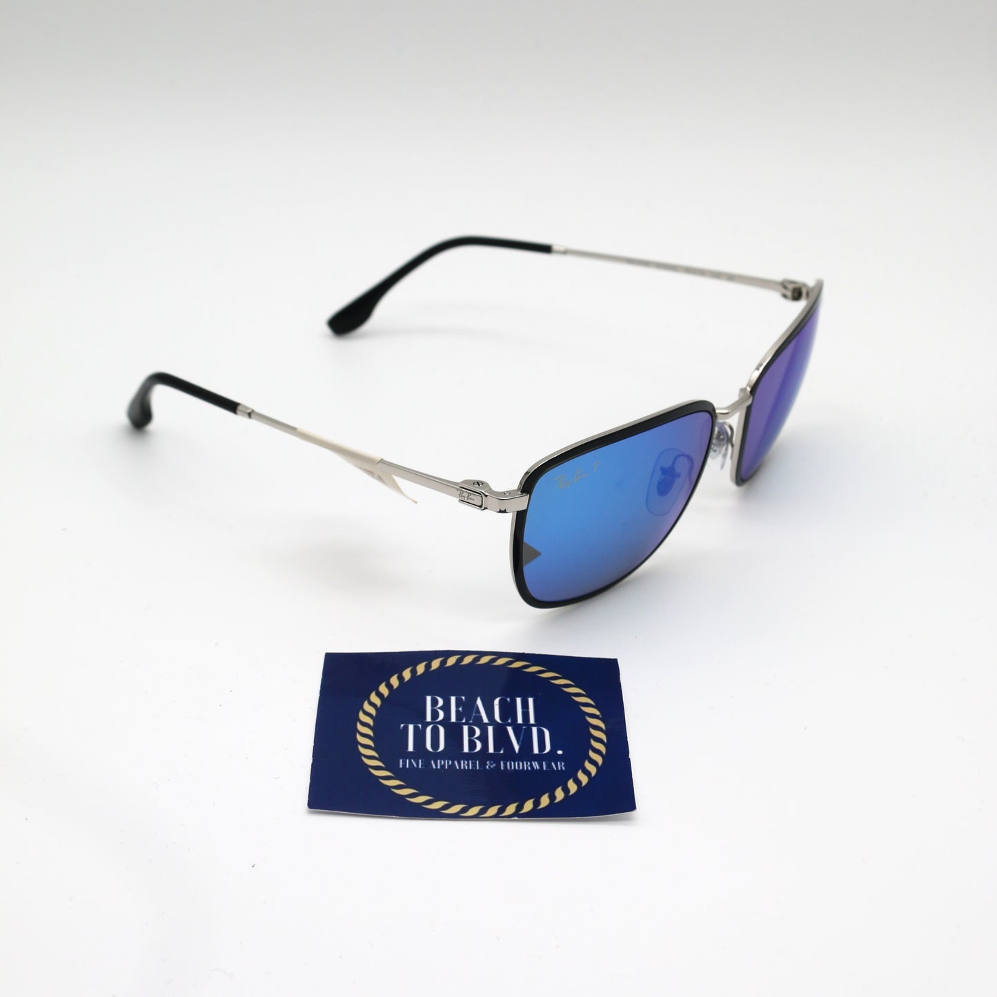Ray-Ban RB3705- Black on Silver/Polarized Grey Mirror Blue